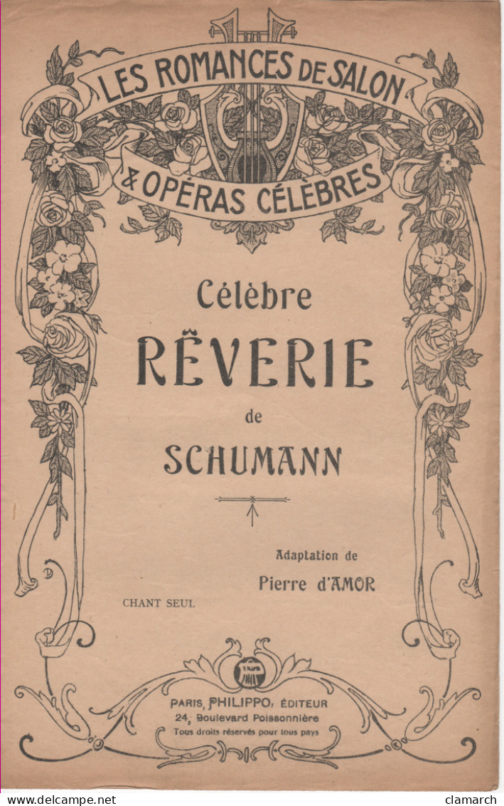 Partitions-CELEBRE REVERIE De Schumann - Partitions Musicales Anciennes