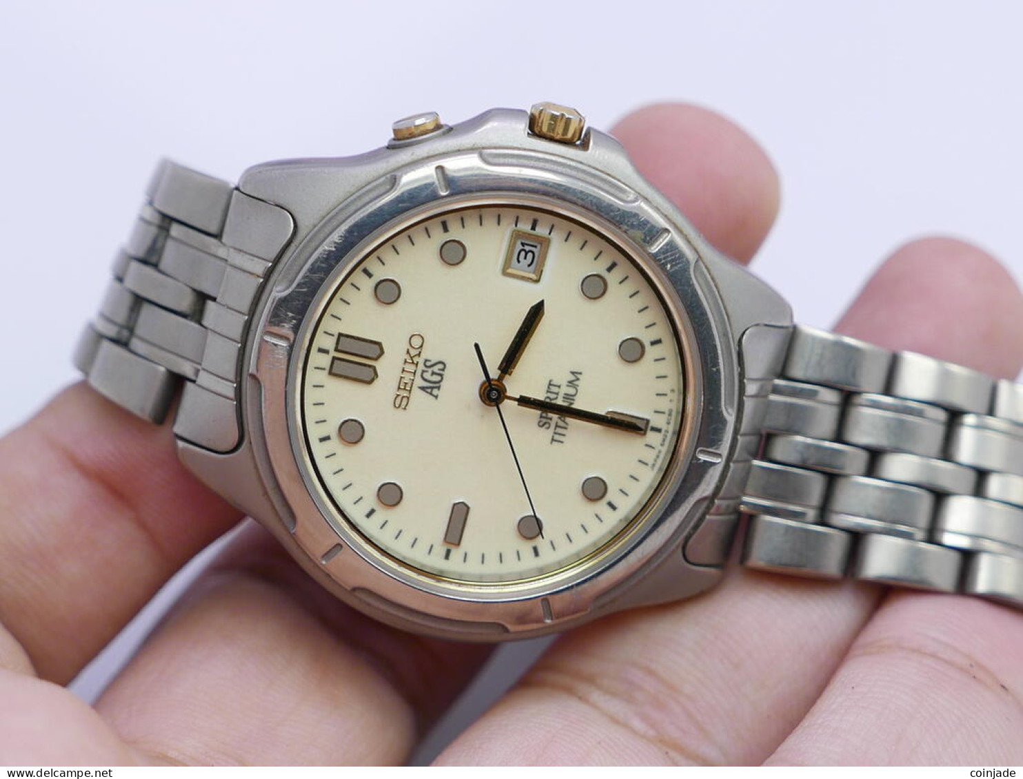 Vintage Seiko Spirit Titanium AGS 5M22 6b50 Luminous Dial Men Quartz Watch 38mm - Relojes Ancianos