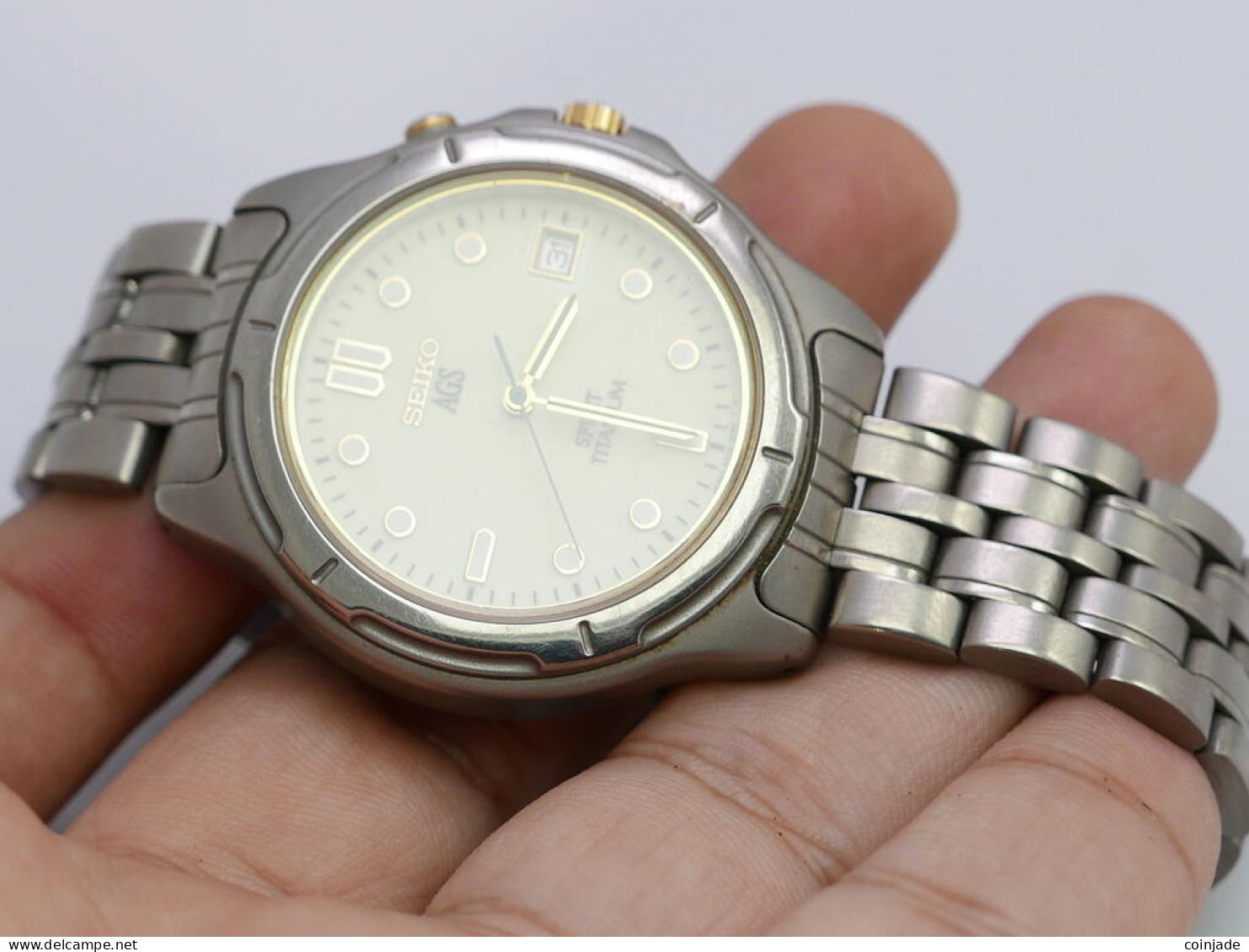 Vintage Seiko Spirit Titanium AGS 5M22 6b50 Luminous Dial Men Quartz Watch 38mm