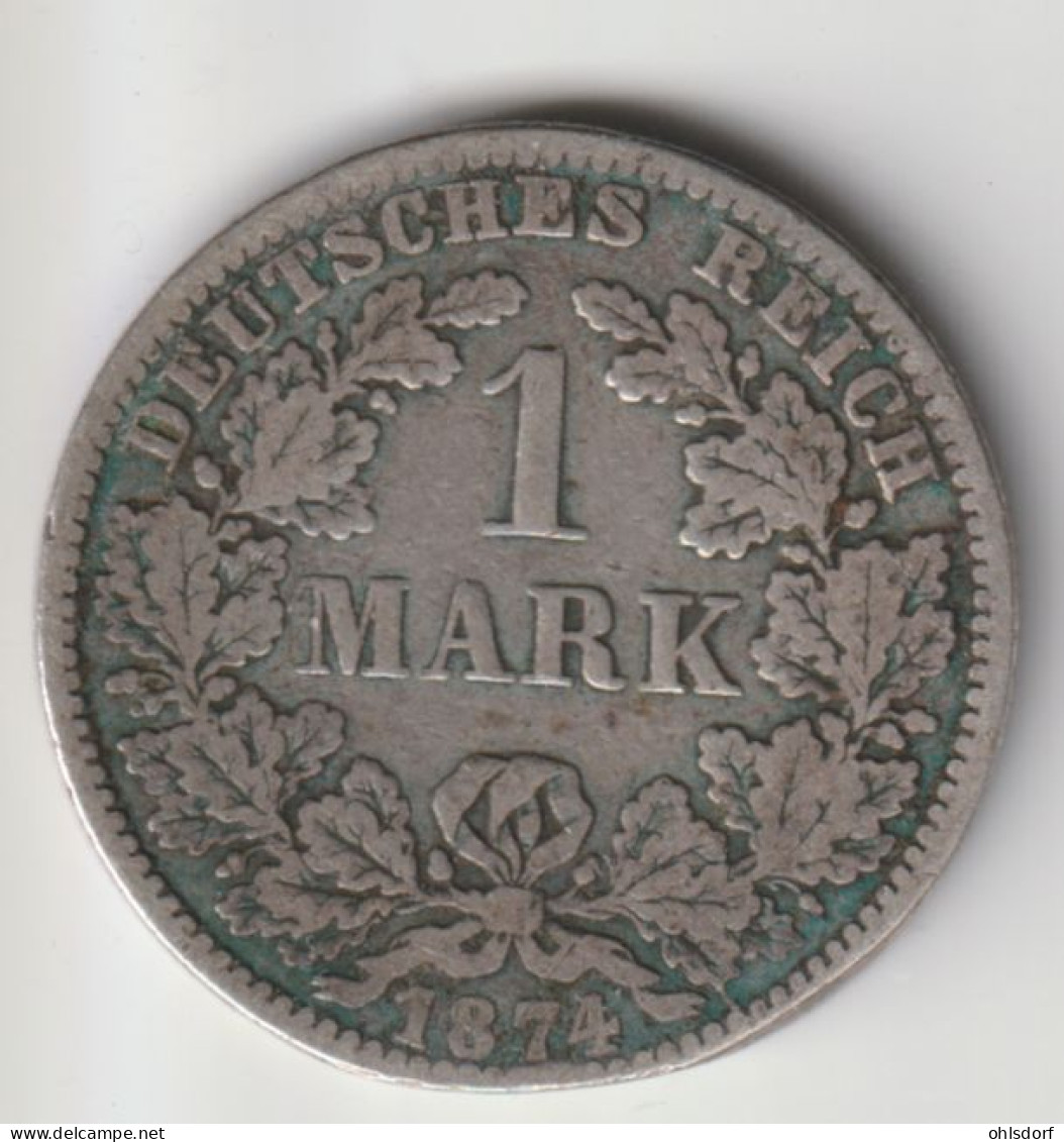 DEUTSCHES REICH 1874 A: 1 Mark, Silver, KM 7 - 1 Mark