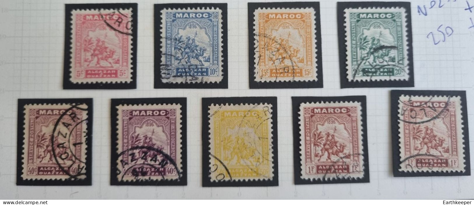 TIMBRE MAROC POSTE LOCALE 1896 N°02 A N°08 + 1 N°08 + 1 N°06 AVEC CACHET ALCAZAR OUEZZAN - Lokale Post