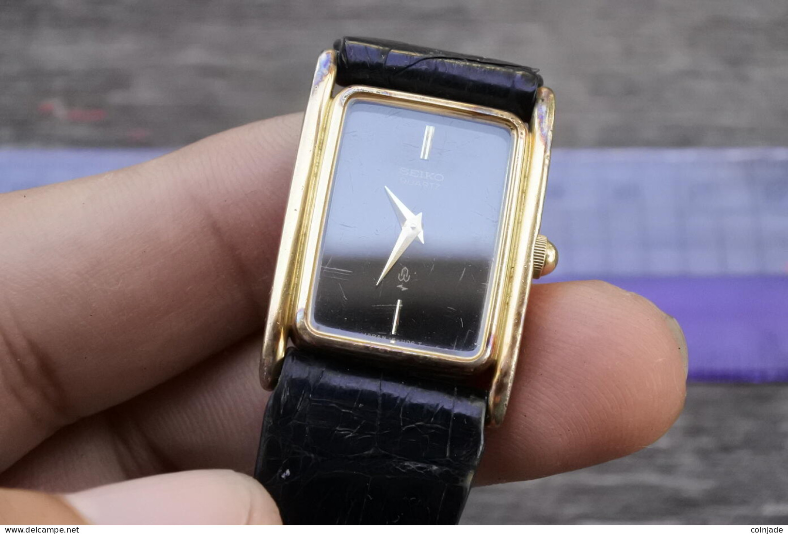 Vintage Seiko Gold Plated 16 5420 Lady Quartz Watch Japan Square Tank Shape 22mm - Horloge: Antiek