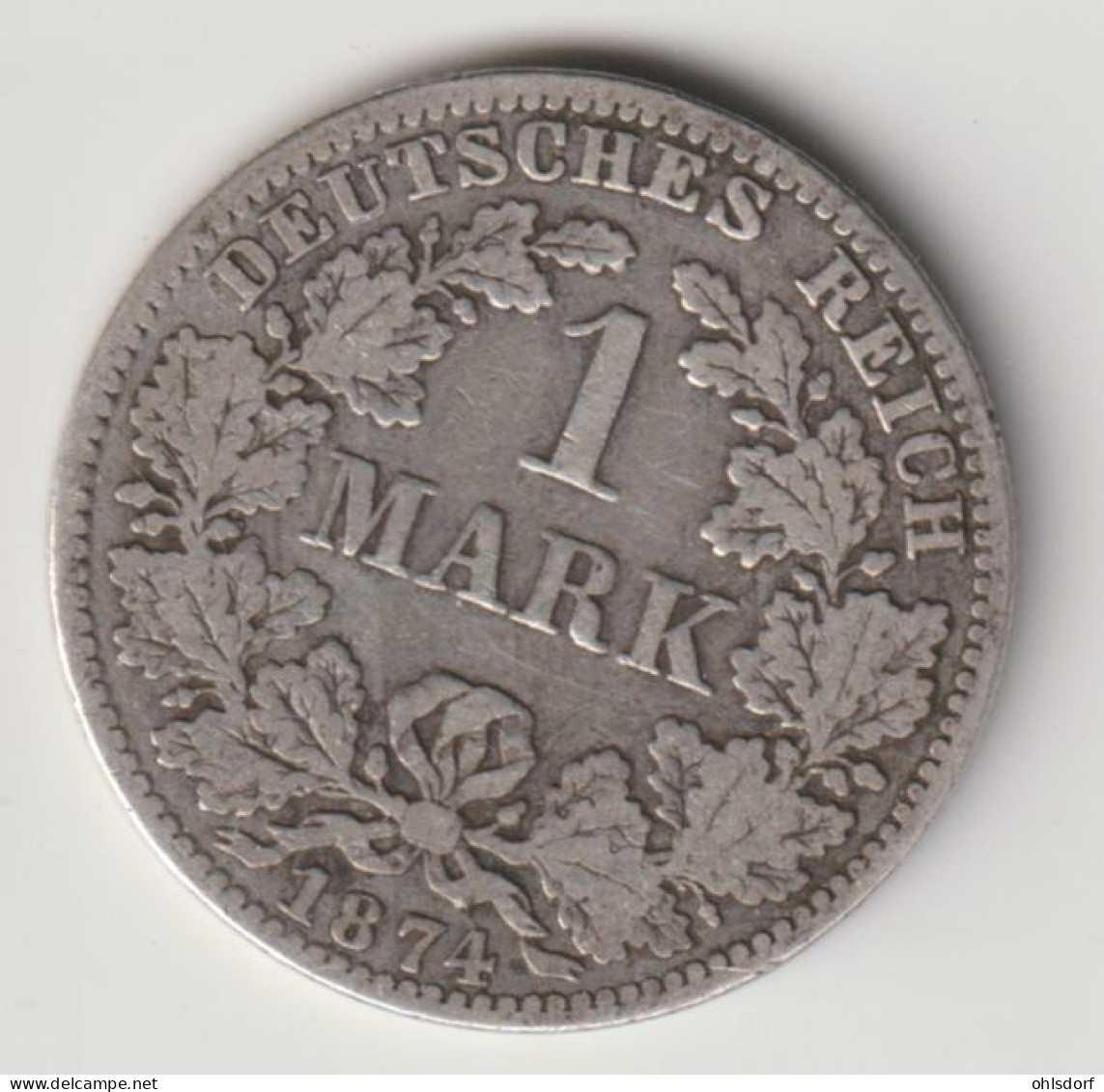DEUTSCHES REICH 1874 A: 1 Mark, Silver, KM 7 - 1 Mark