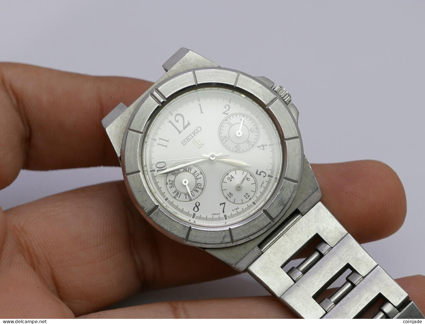Vintage Seiko LK Lukia 5Y89 0B20 White Dial Lady Quartz Watch Japan Round 34mm - Horloge: Antiek