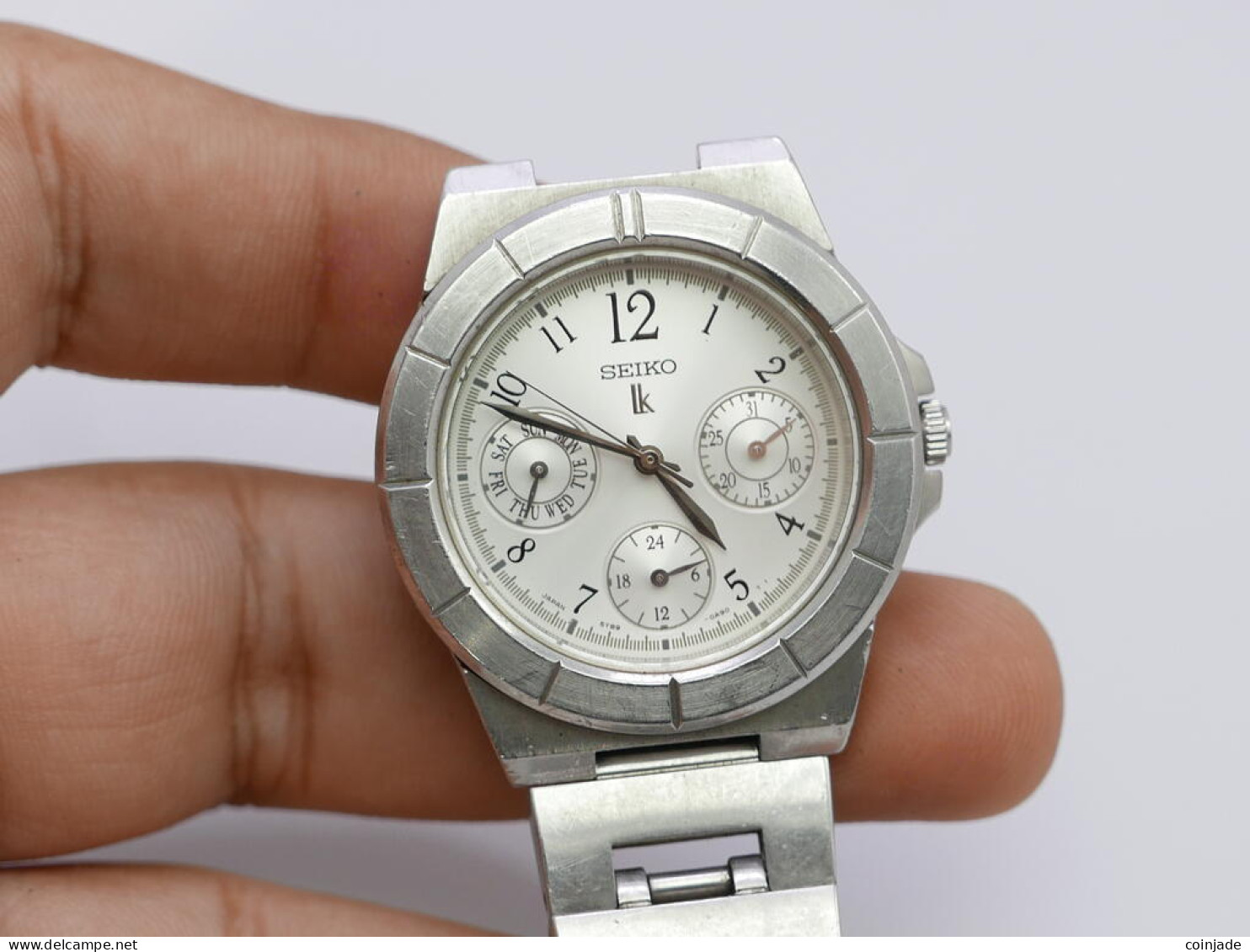 Vintage Seiko LK Lukia 5Y89 0B20 White Dial Lady Quartz Watch Japan Round 34mm - Relojes Ancianos