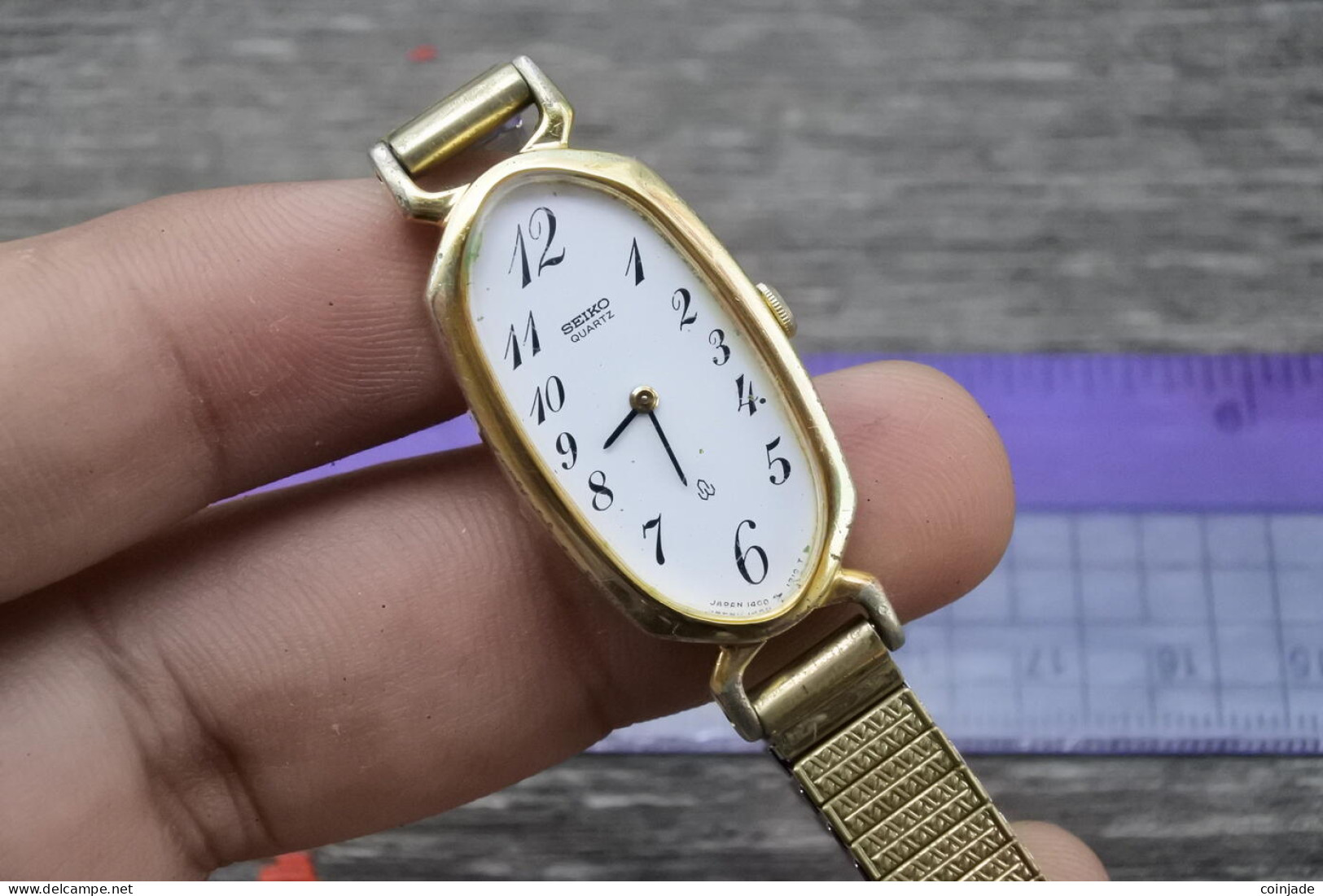 Vintage Seiko Gold Plated 1400 8500 Numeric Dial Lady Quartz Watch Japan Oval18m - Antike Uhren
