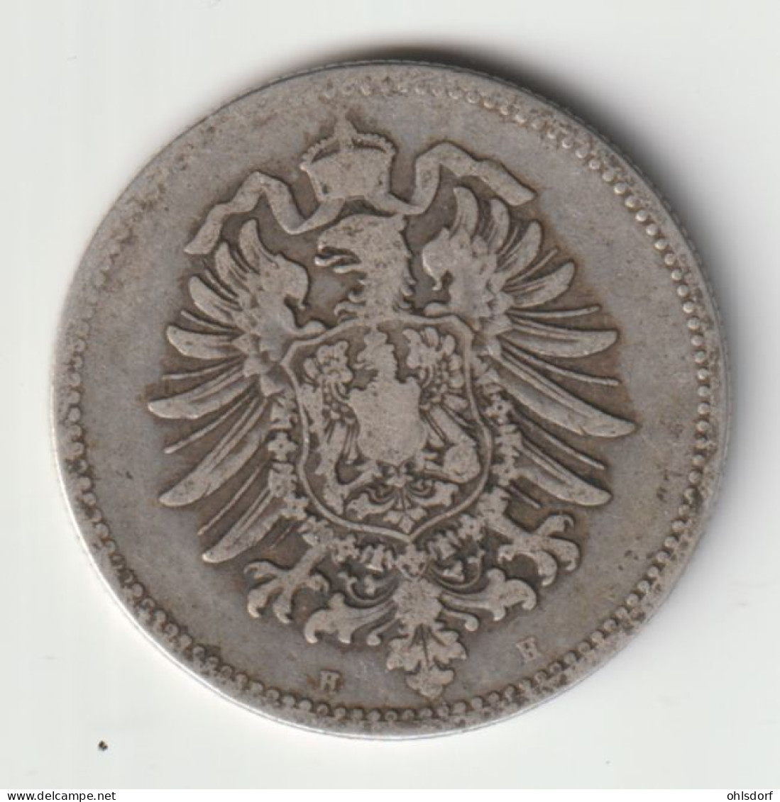 DEUTSCHES REICH 1874 H: 1 Mark, Silver, KM 7 - 1 Mark