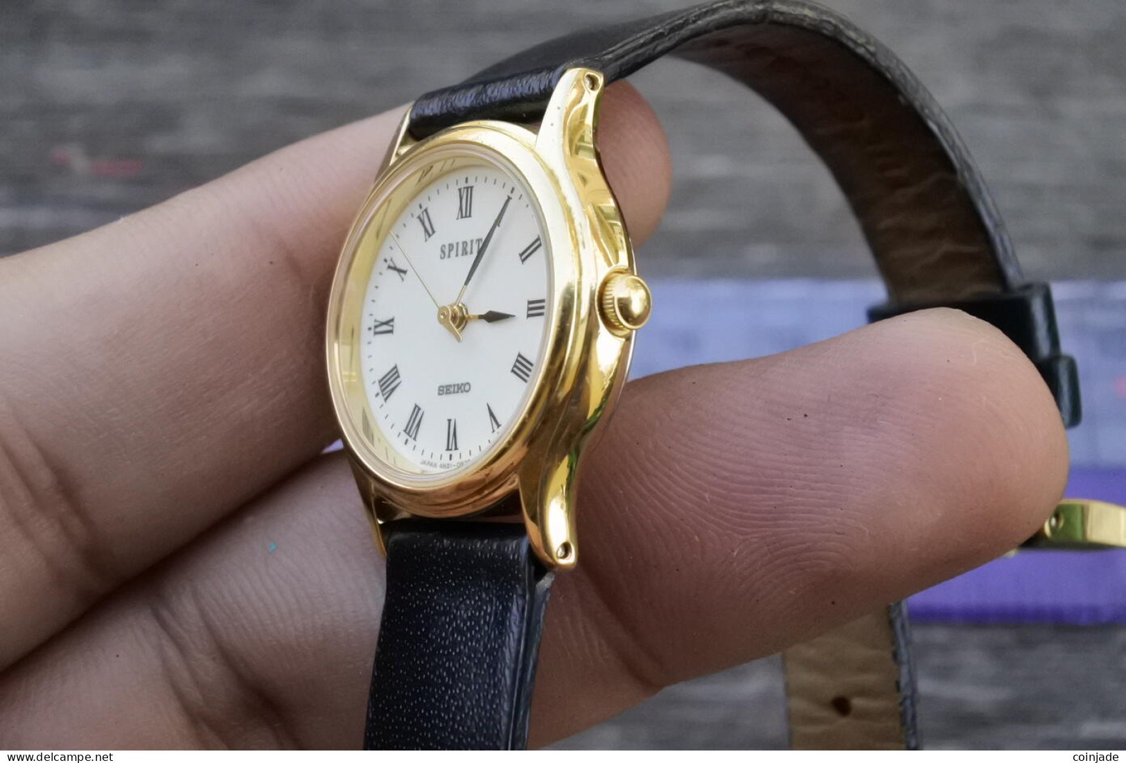 Vintage Seiko Spirit 4N21 0450 Roman Numeral Dial Lady Quartz Watch Japan 24mm