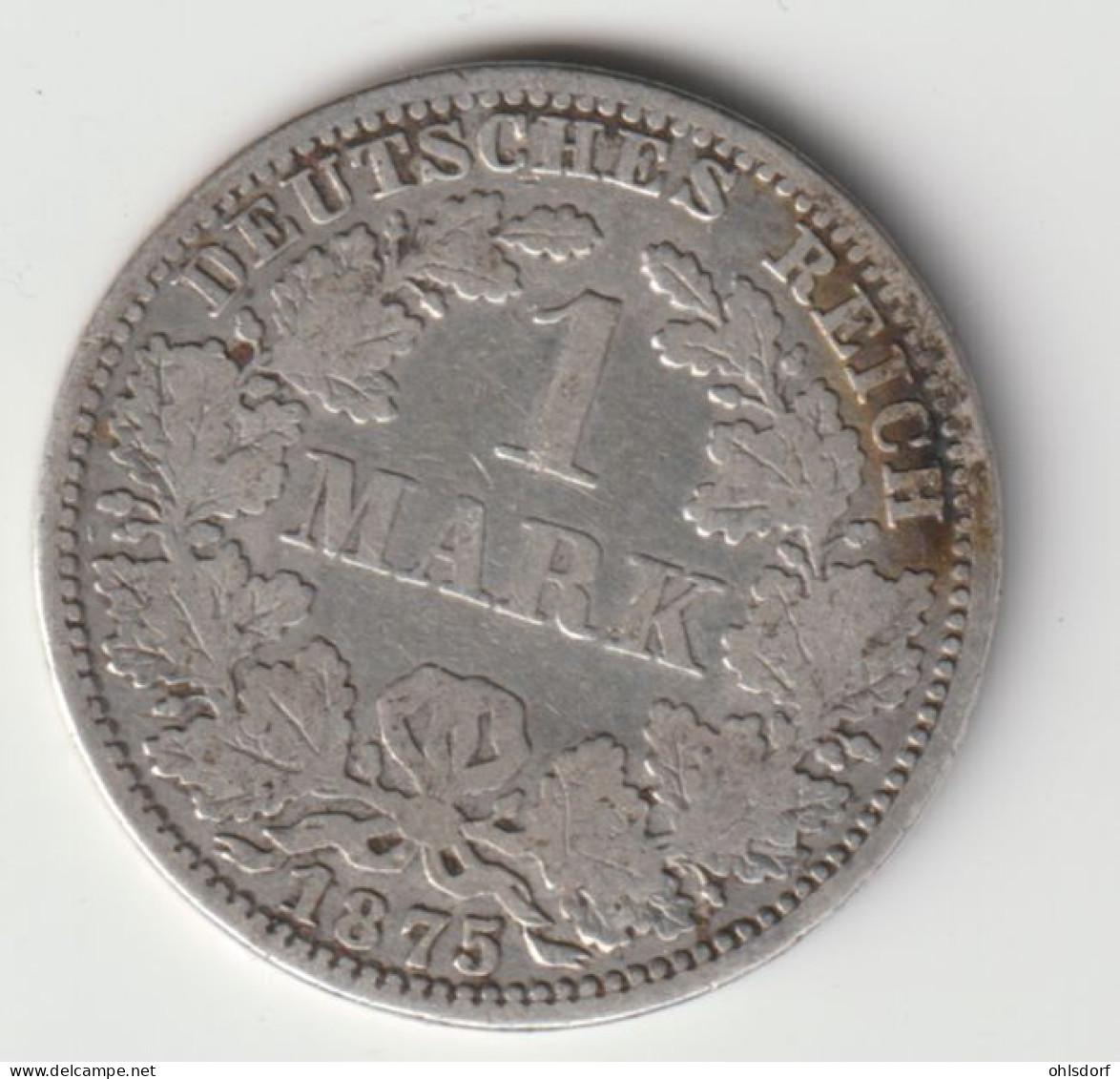 DEUTSCHES REICH 1875 A: 1 Mark, Silver, KM 7 - 1 Mark