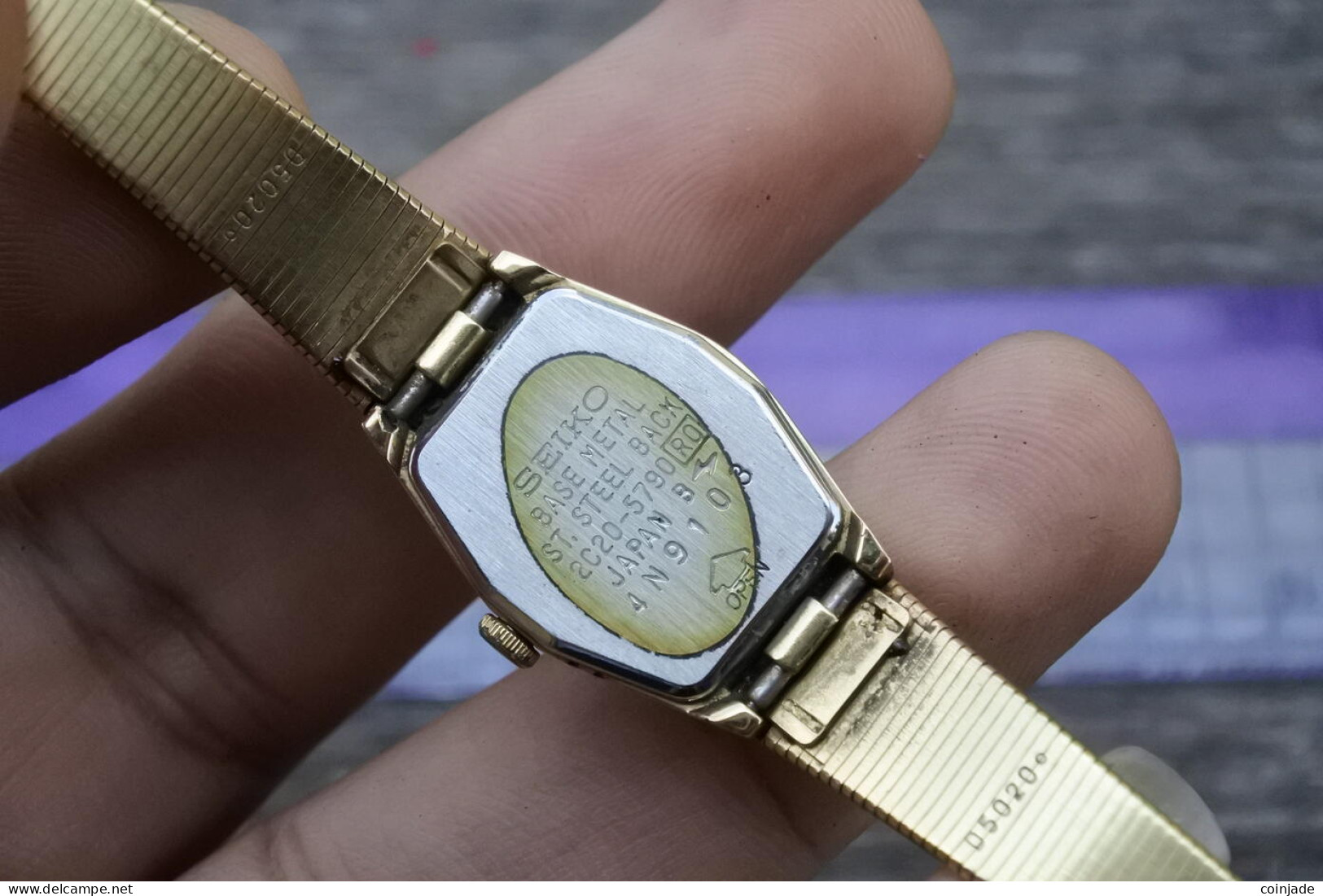 Vintage Seiko 2C20 5790 Yellow Dial Lady Quartz Watch Japan Octagonal Shape 17mm - Horloge: Antiek