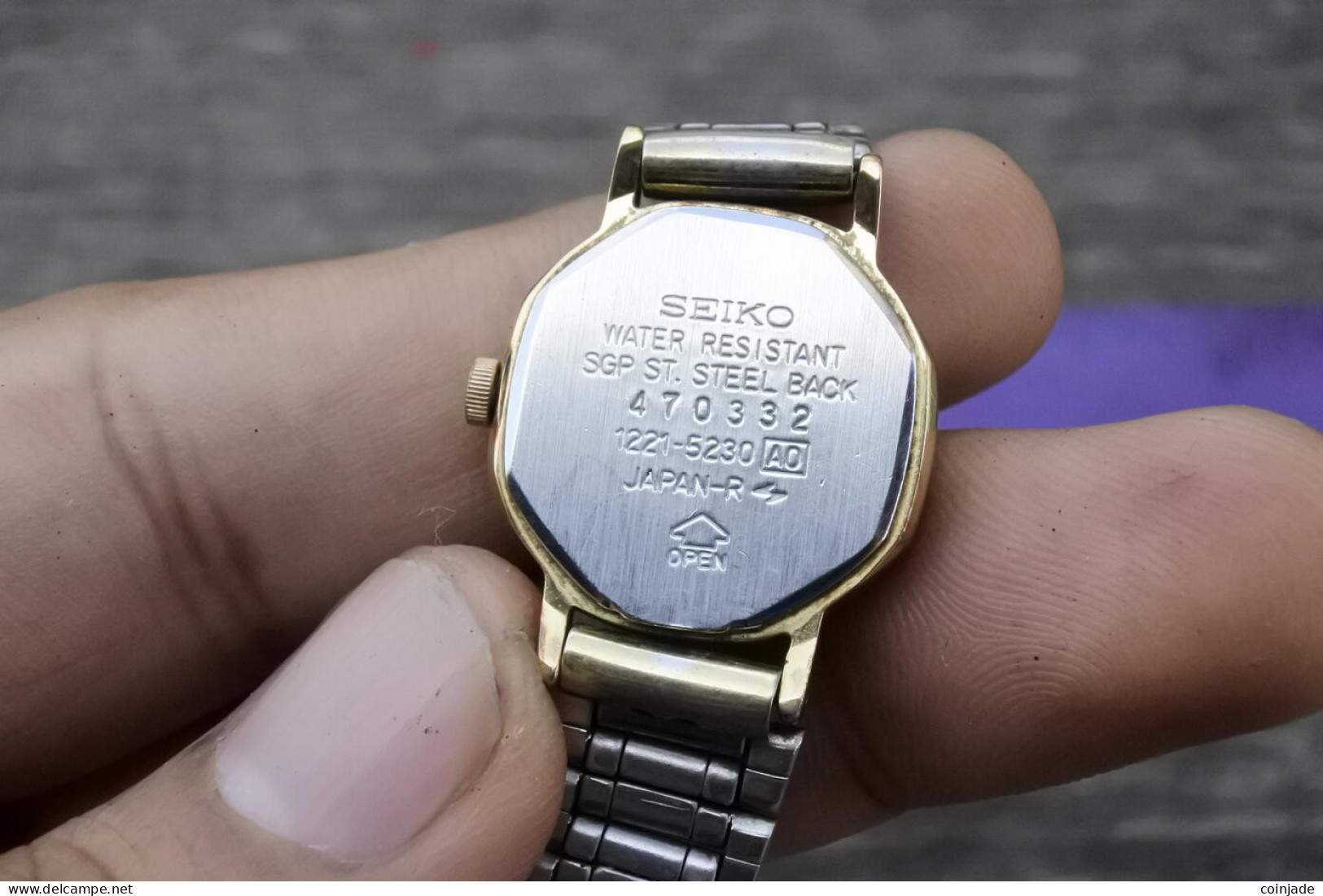 Vintage Seiko Gold Plated 1221 5230 Lady Quartz Watch Japan Octagonal Shape 21mm