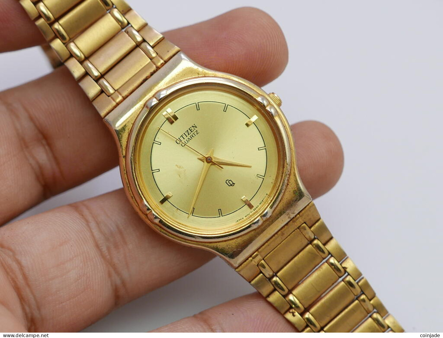 Vintage Citizen  Gold PlatedYellow Dial Lady Quartz Watch Japan Round Shape 31mm - Watches: Old