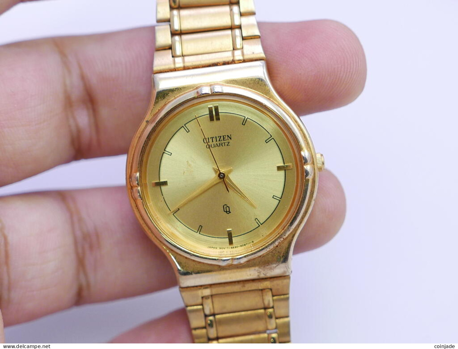 Vintage Citizen  Gold PlatedYellow Dial Lady Quartz Watch Japan Round Shape 31mm - Watches: Old