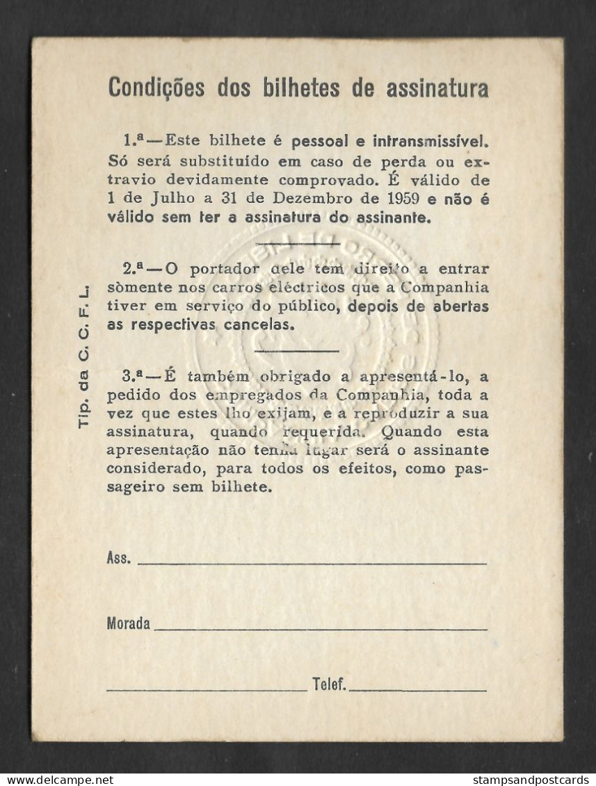 Portugal Carris Lisboa Tramway Et Autocar De Lisbonne Carte Abonnement 1959 Lisbon Tram And Bus Pass - Europe