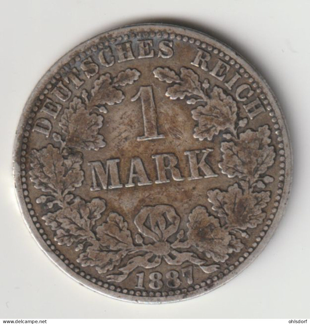 DEUTSCHES REICH 1887 A: 1 Mark, Silver, KM 7 - 1 Mark