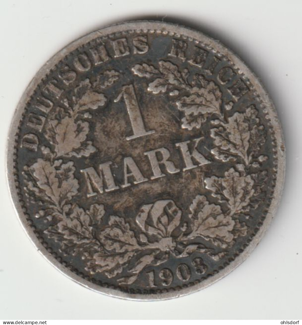 DEUTSCHES REICH 1903 A: 1 Mark, Silver, KM 14 - 1 Mark