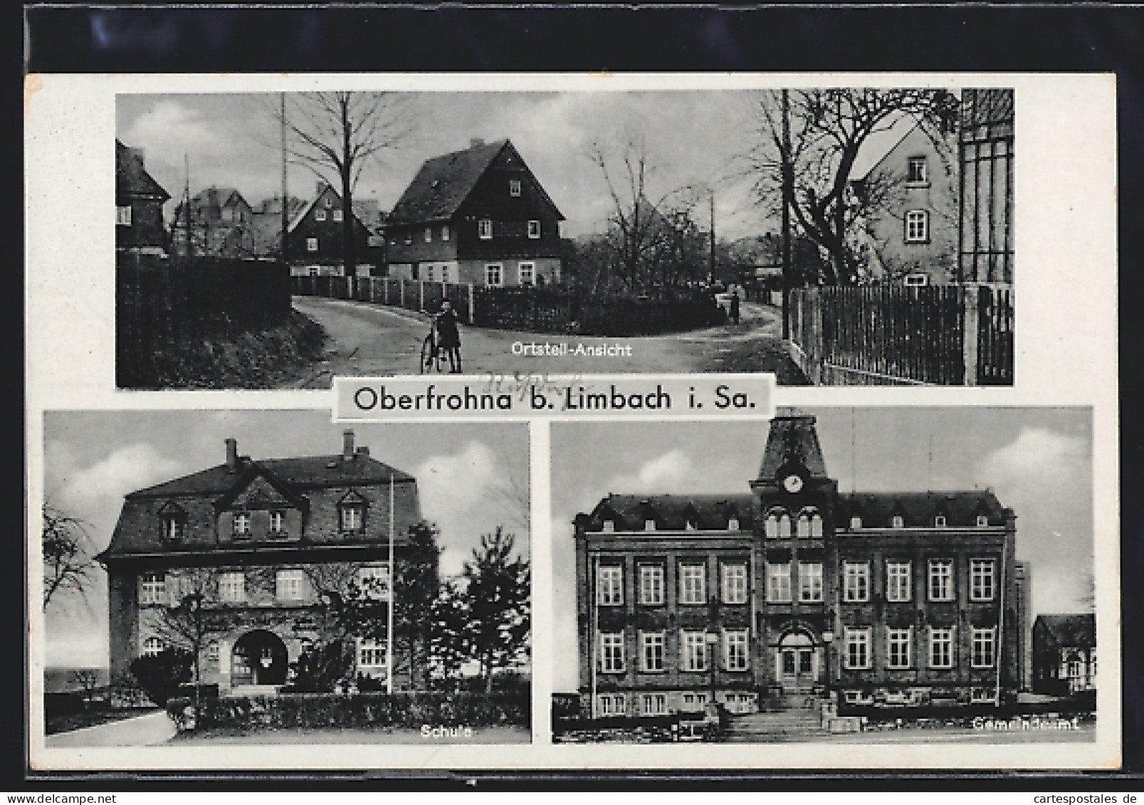 AK Oberfrohna Bei Limbach, Gemeindeamt, Schule, Ortspartie  - Limbach-Oberfrohna