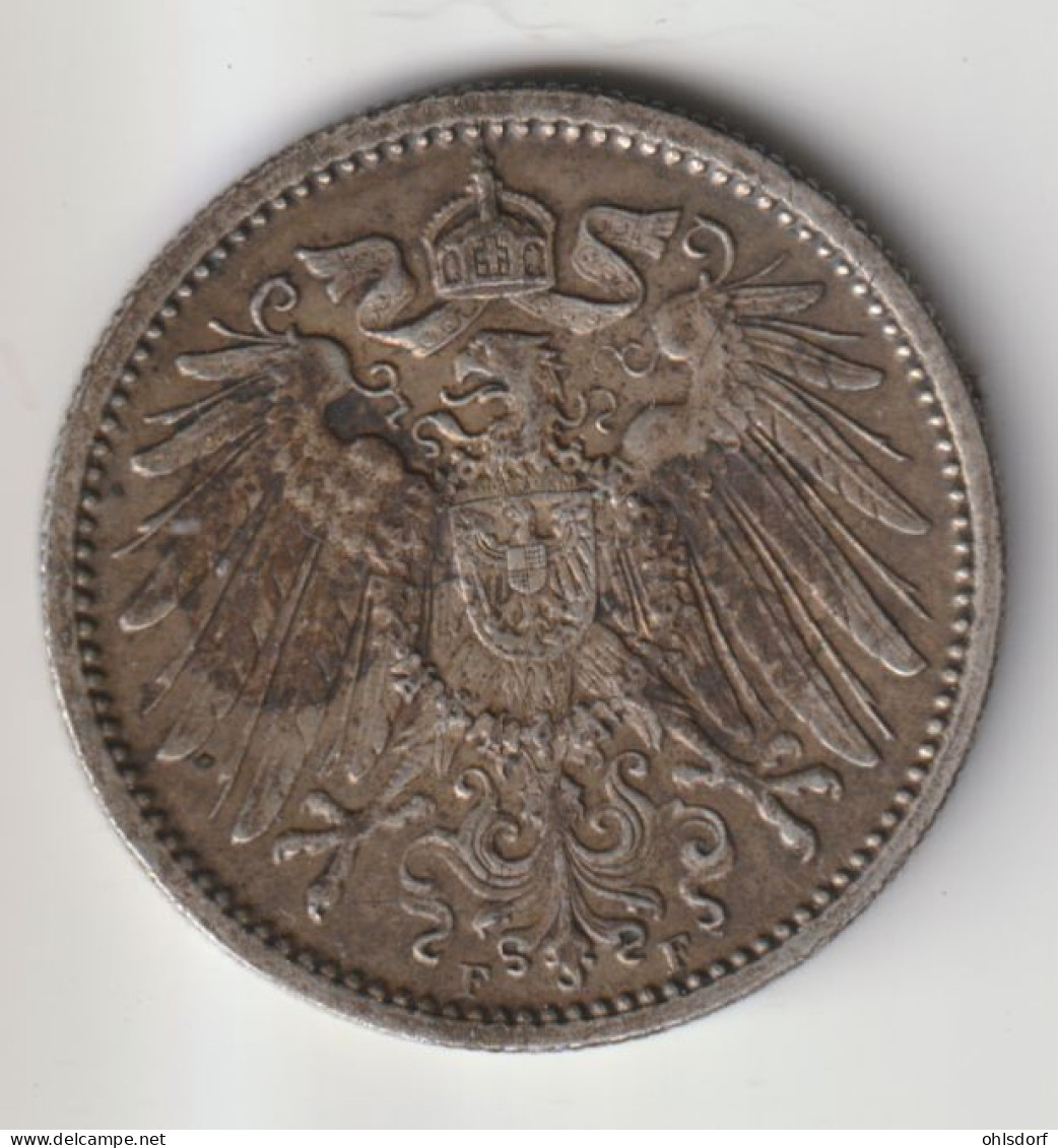 DEUTSCHES REICH 1906 F: 1 Mark, Silver, KM 14 - 1 Mark