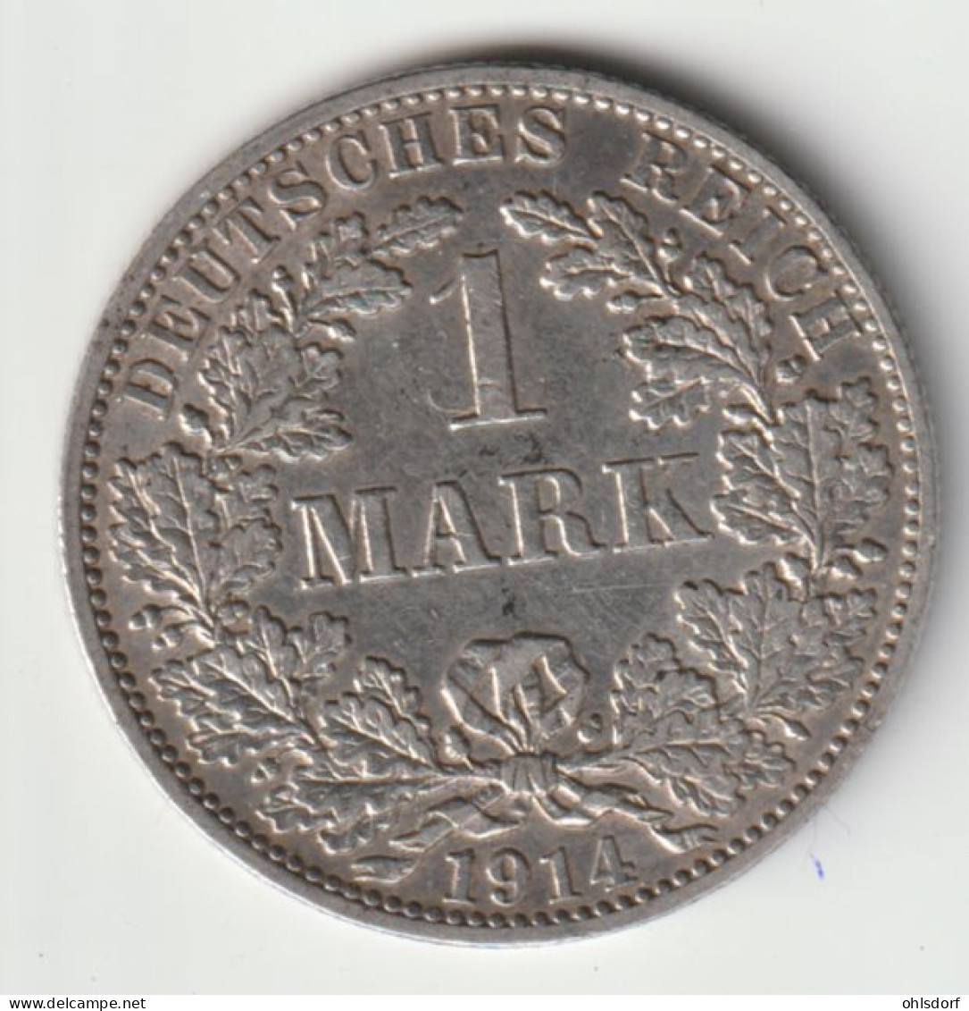 DEUTSCHES REICH 1914 A: 1 Mark, Silver, KM 14 - 1 Mark