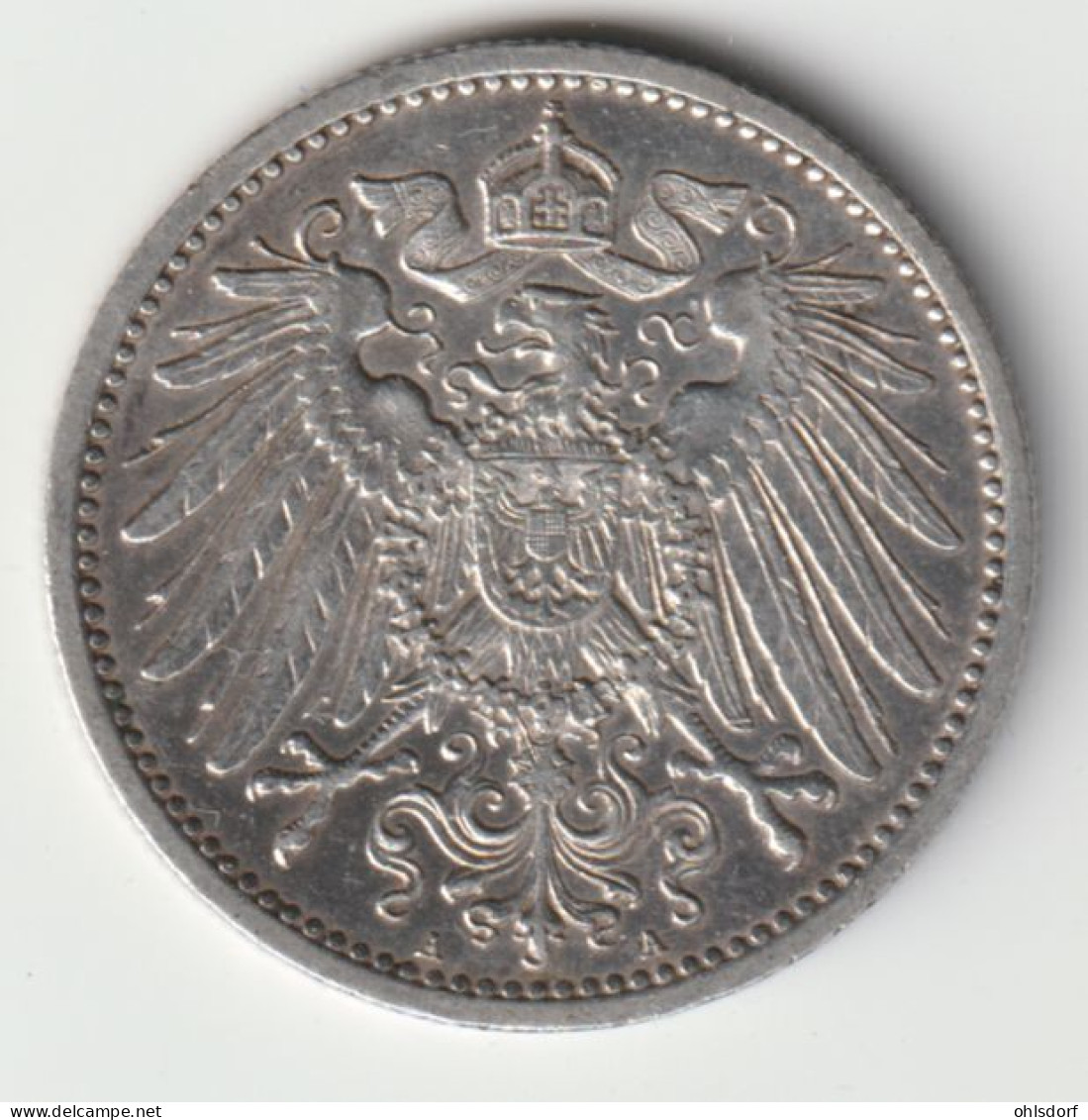 DEUTSCHES REICH 1914 A: 1 Mark, Silver, KM 14 - 1 Mark