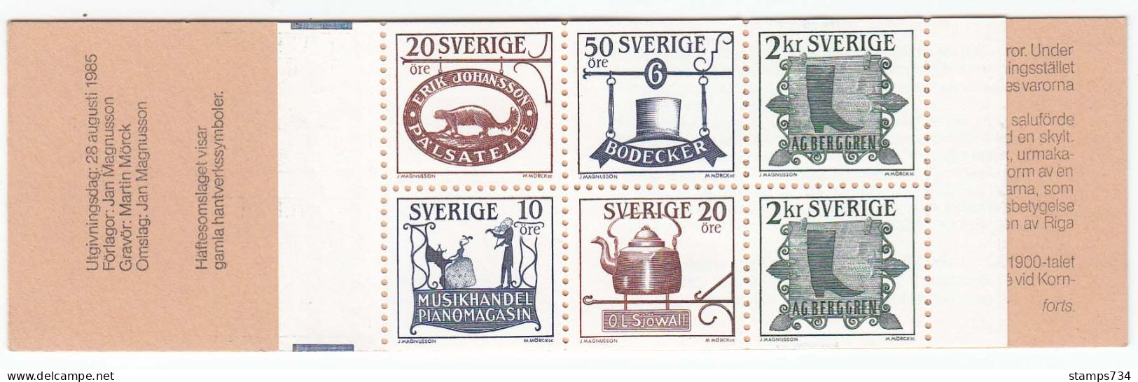 Schweden 1985 - Alte Ladenschilder, MH 108, MNH** - Ongebruikt