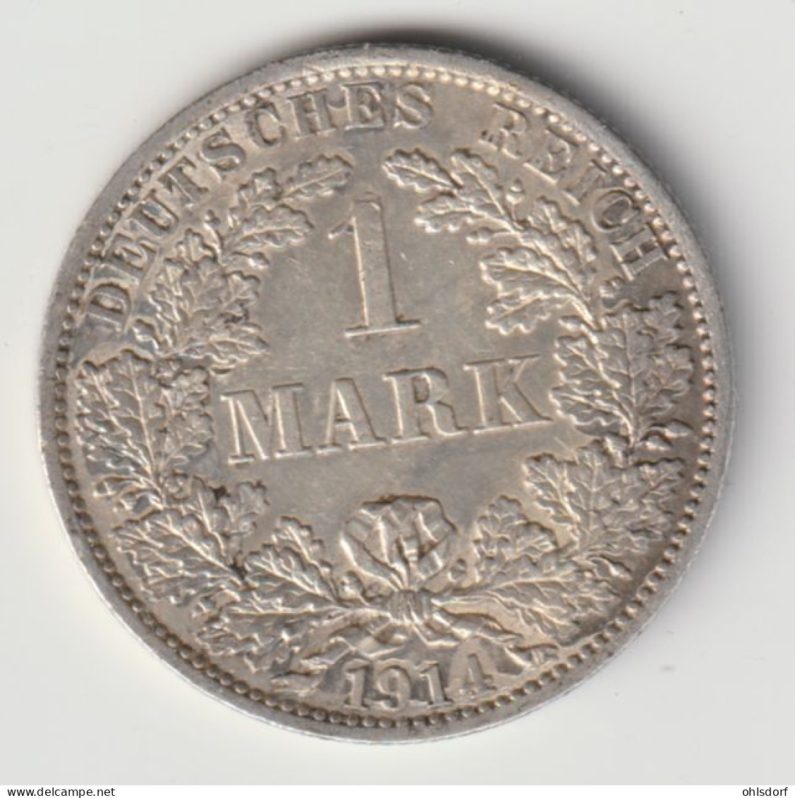 DEUTSCHES REICH 1914 A: 1 Mark, Silver, KM 14 - 1 Mark