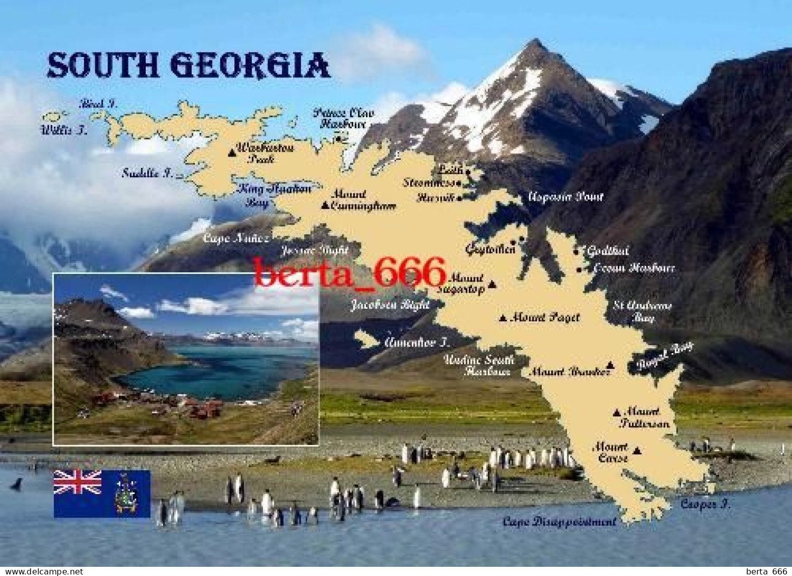 Antarctica South Georgia Island Map New Postcard * Carte Geographique * Landkarte - Other & Unclassified