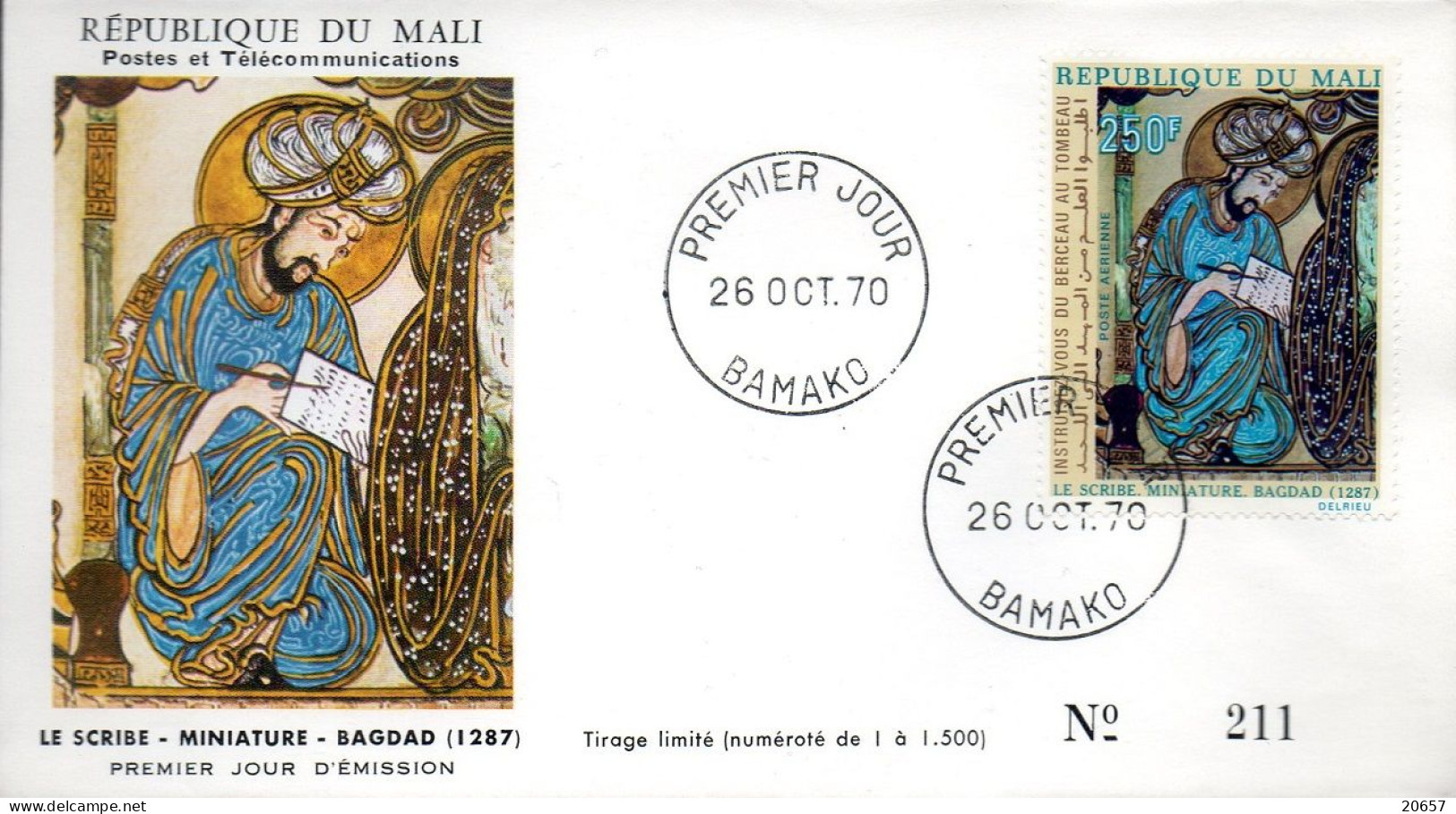 Mali A 107 Fdc Miniatures Musulmanes , Coran, Scribe, Bagdad - Islam