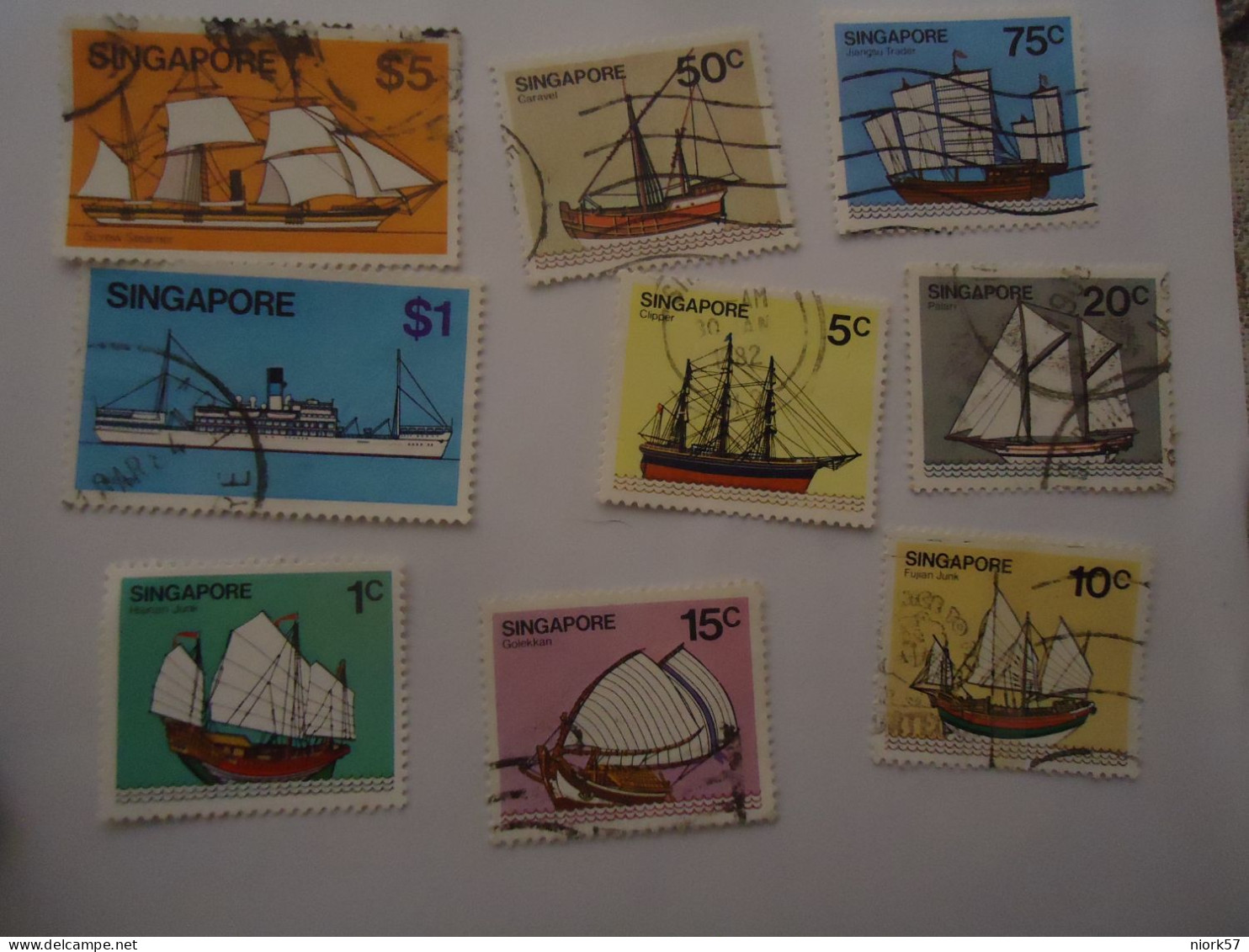 SINGAPORE  USED  9 STAMPS   SHIP SHIPS  BOATS - Schiffe