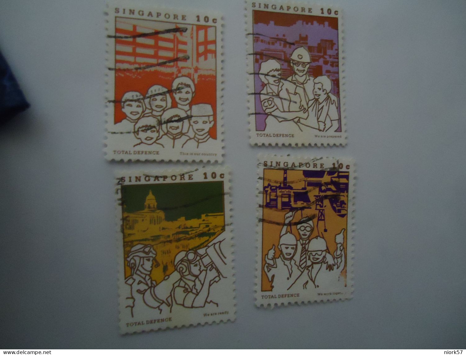 SINGAPORE  USED  STAMPS  SET   4 TOTAL DEPENCE - Singapore (1959-...)