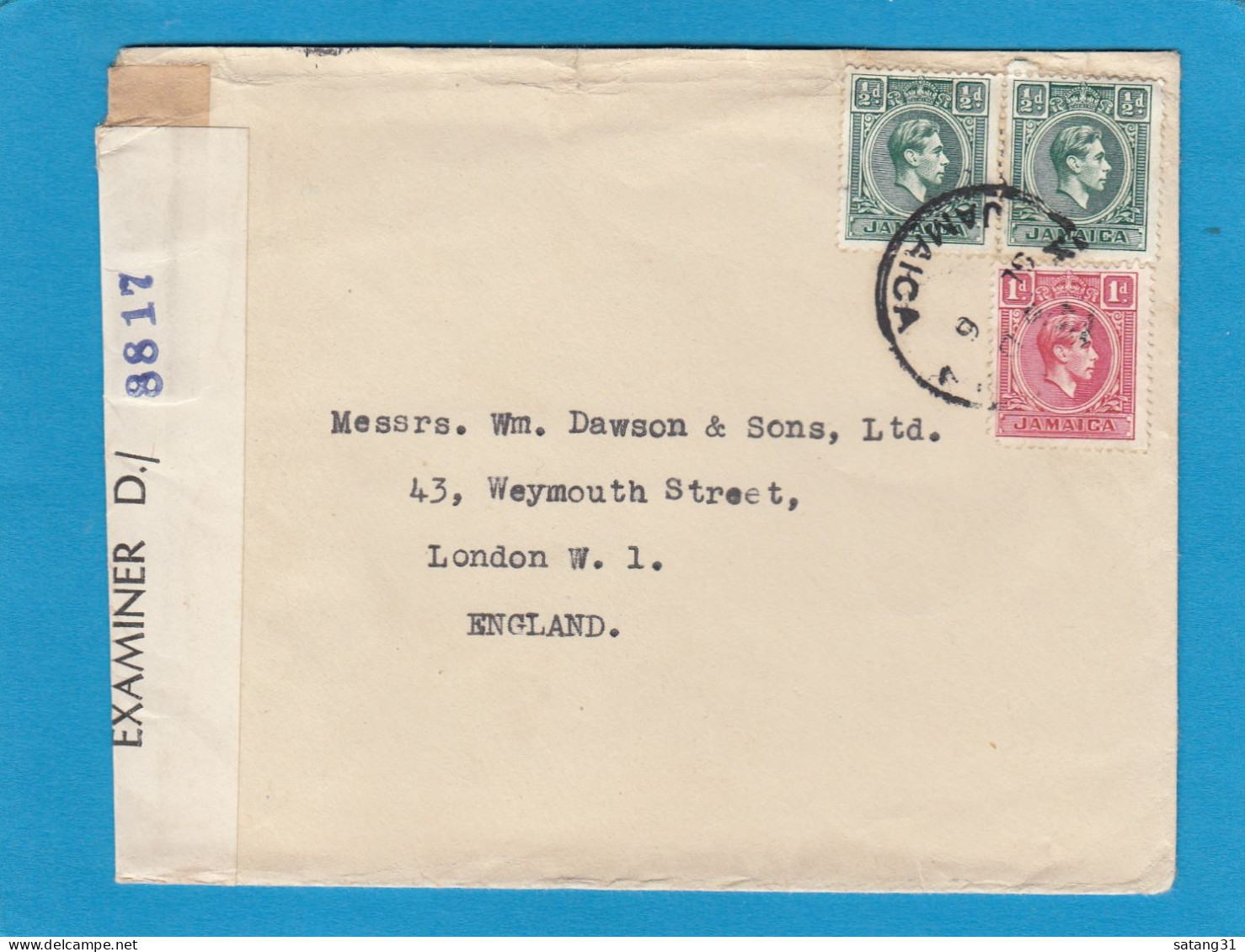 LETTRE DE KINGSTON POUR LONDRES,OUVERTE PAR LA CENSURE. - Jamaica (...-1961)