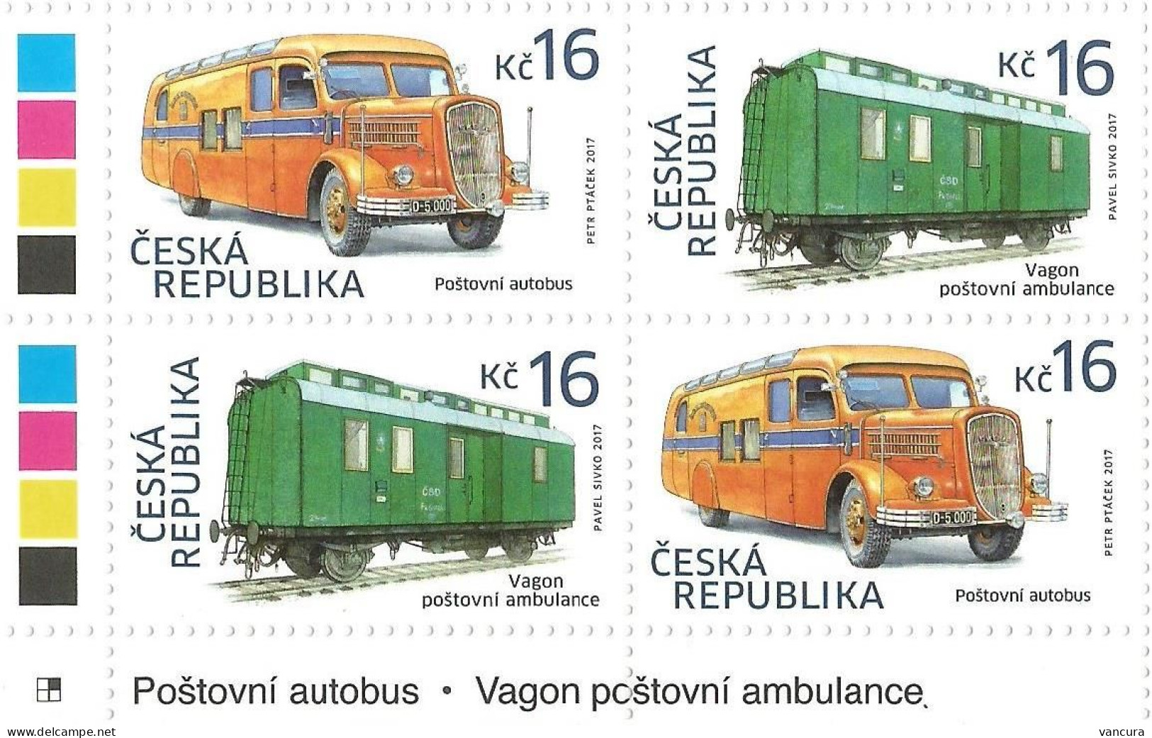 ** 916 - 917 Czech Republic Railroad Mail Car And Post Mail Bus 2017 - Unused Stamps