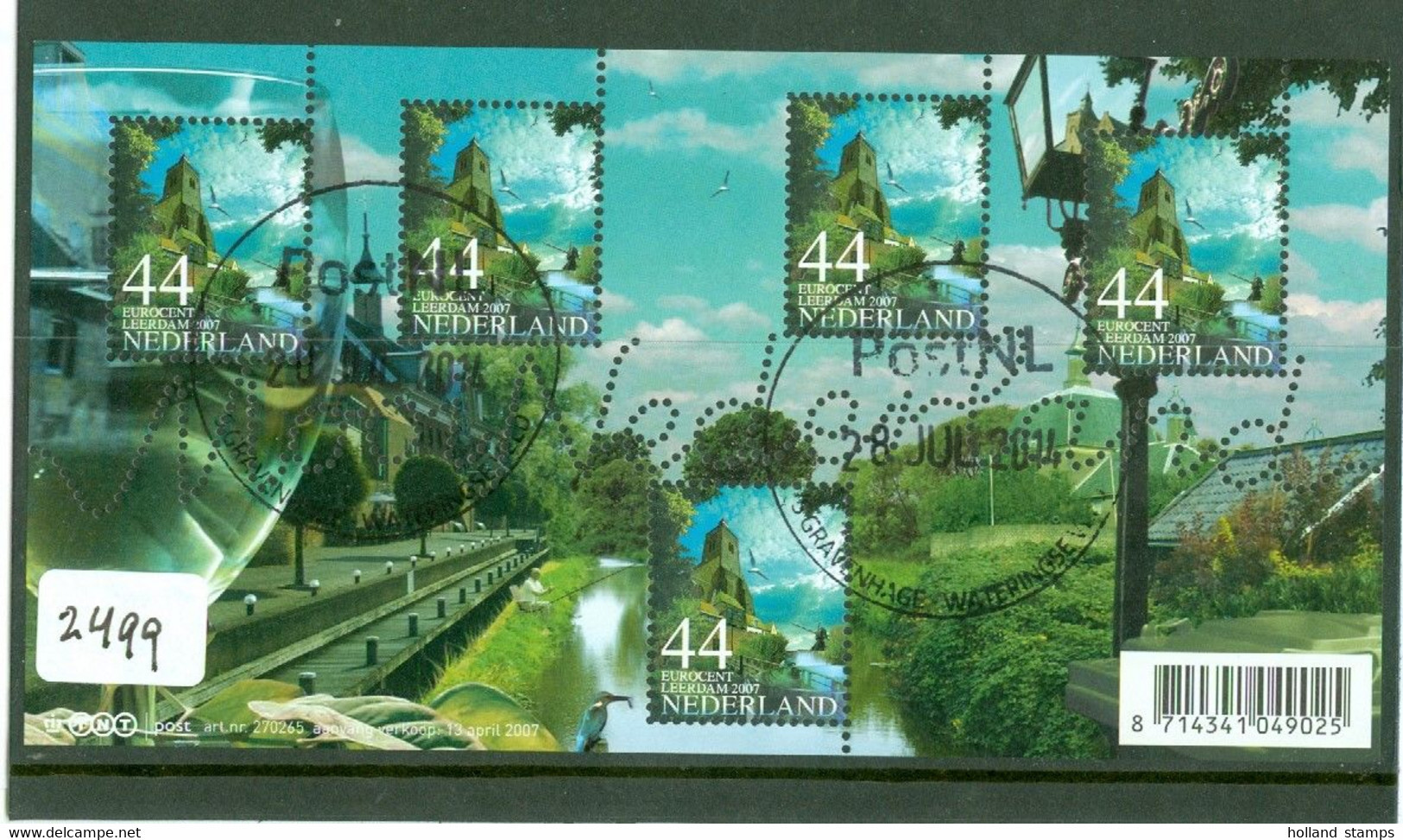 NEDERLAND * 2007 * MOOI NEDERLAND * NVPH  2499 * BLOK * BLOC * BLOCK * POSTFRIS GESTEMPELD *  LEERDAM - Used Stamps