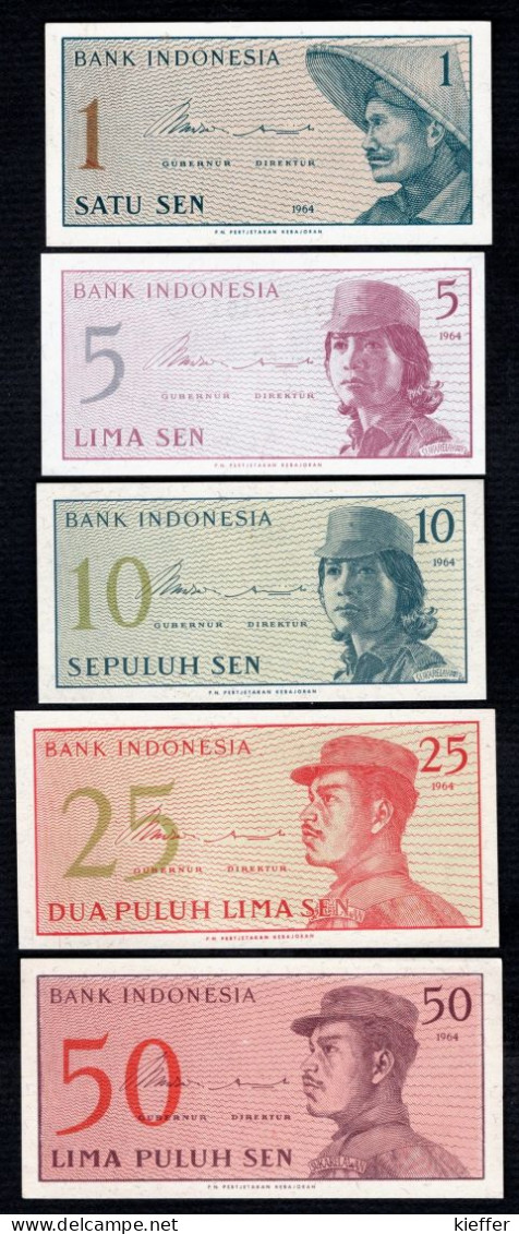 INDONESIE - LOT - 1-5-10-25-50 Sen - 1964 - UNC - Indonesië