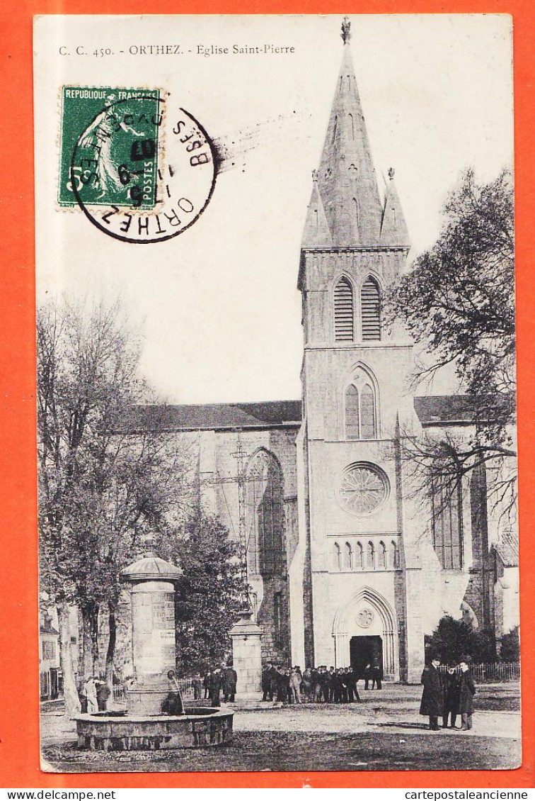 21285 / ORTHEZ 64-Pyr Atlantiques Eglise SAINT-PIERRE St Place Fontaine 1907 à Marthe CHEVALIER Capestang C-C 450 - Orthez