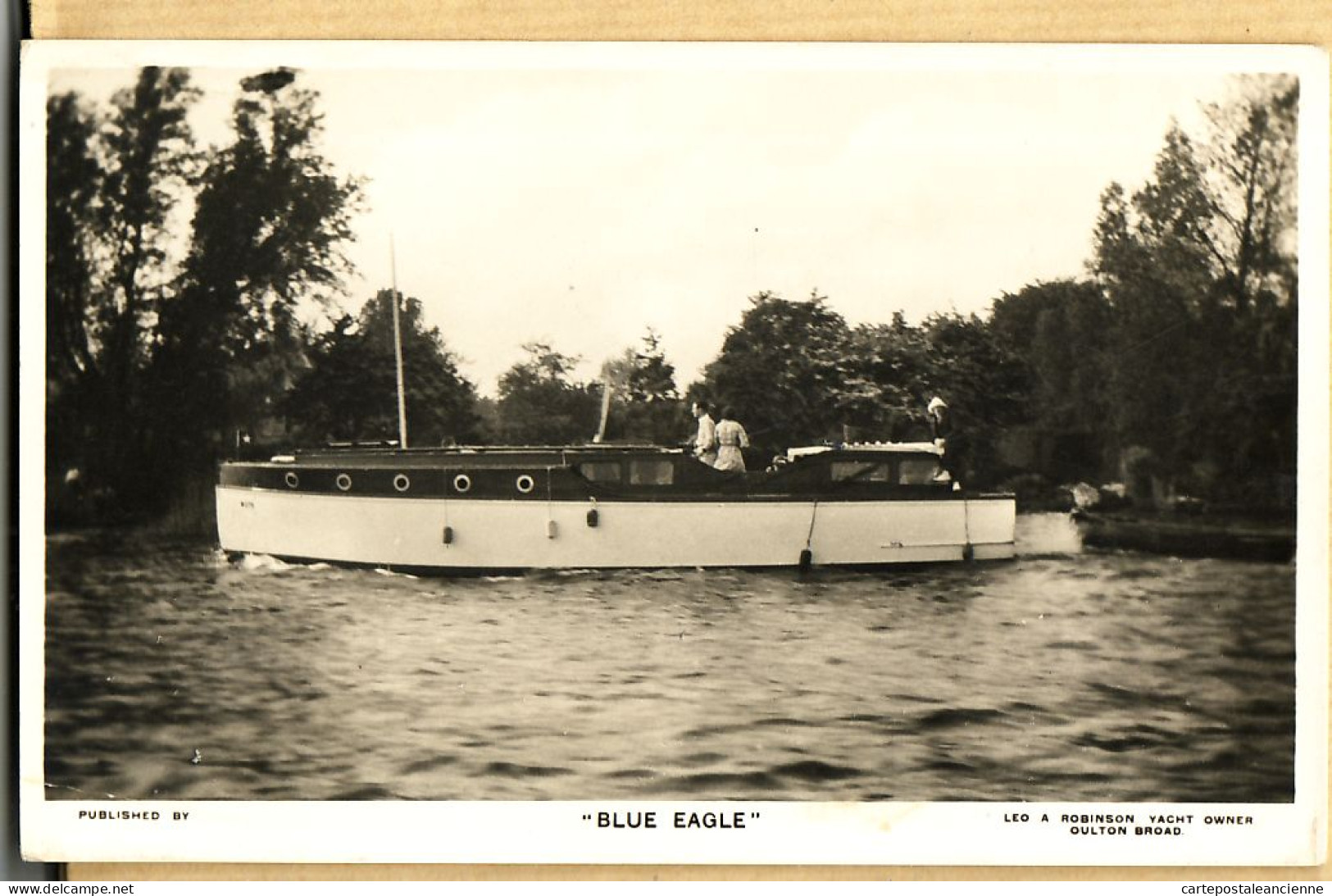 21153 / OULTON BROAD Yacht OWNER Houseboat BLUE EAGLE 1940s Péniche Photo Leo ROBINSON Cpbat  - Otros & Sin Clasificación