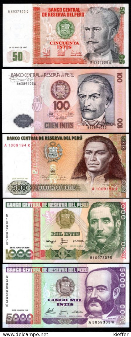 PEROU - 50-100-500-1000-5000 Intis - 1987-1988 - UNC - Perú