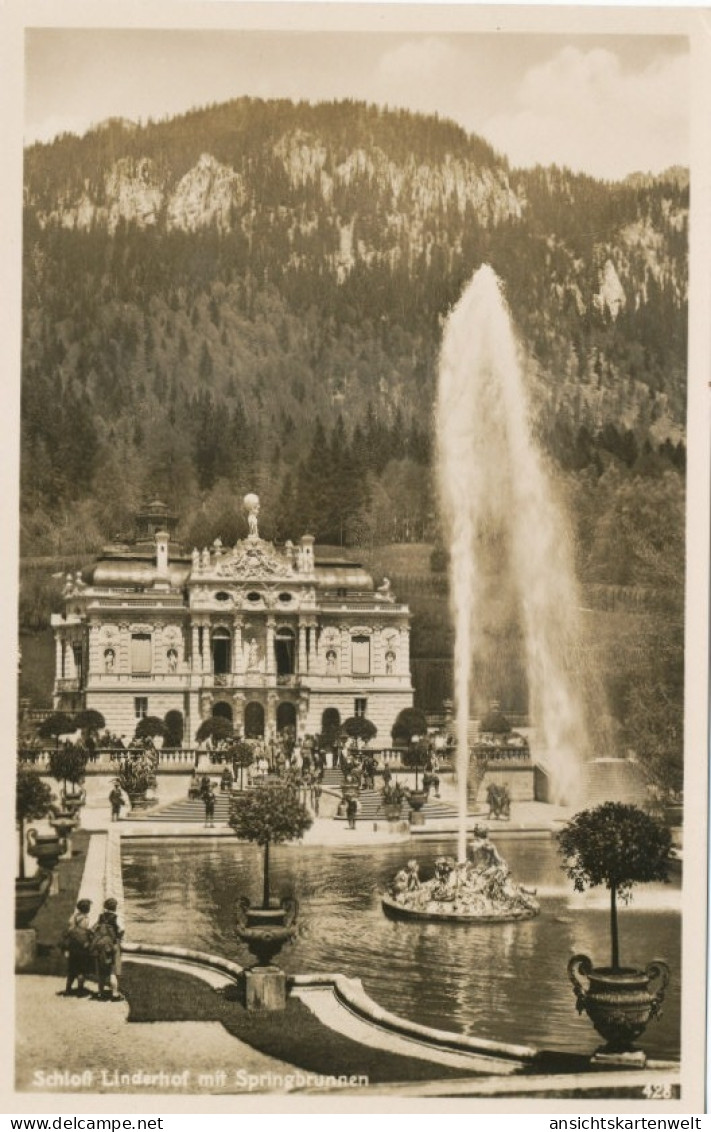 Schloss Linderhof Mit Springbrunnen Ngl #109.724 - Châteaux