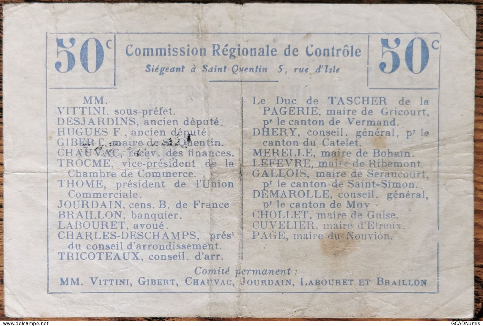 Bon Régional Unifié De 50 Centimes FRESNOY LE GRAND - Nécessité - N°1058382 - Notgeld