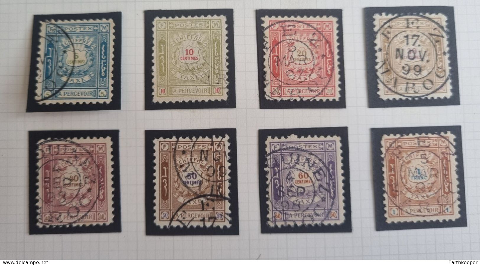 8 TIMBRES TAXE MAROC POSTE LOCALE 1898 (CACHET) FEZ MEKNES - Locals & Carriers