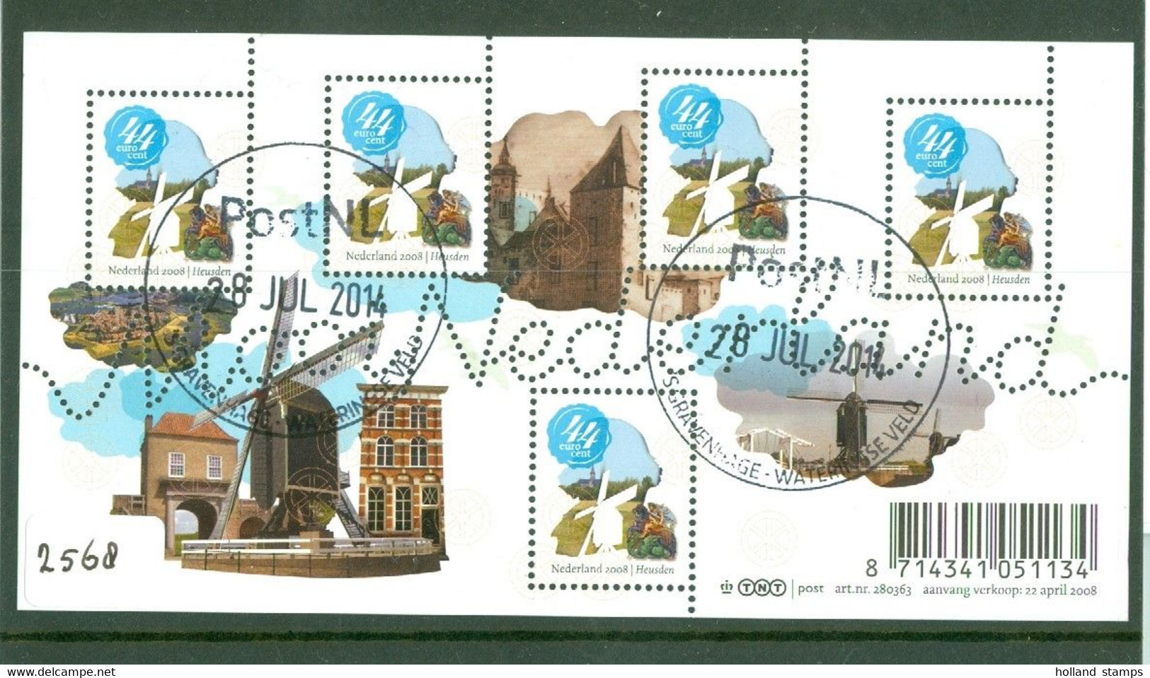 NEDERLAND * 2008 * MOOI NEDERLAND * NVPH  2568 * BLOK * BLOC * BLOCK * POSTFRIS GESTEMPELD * HEUSDEN - Used Stamps