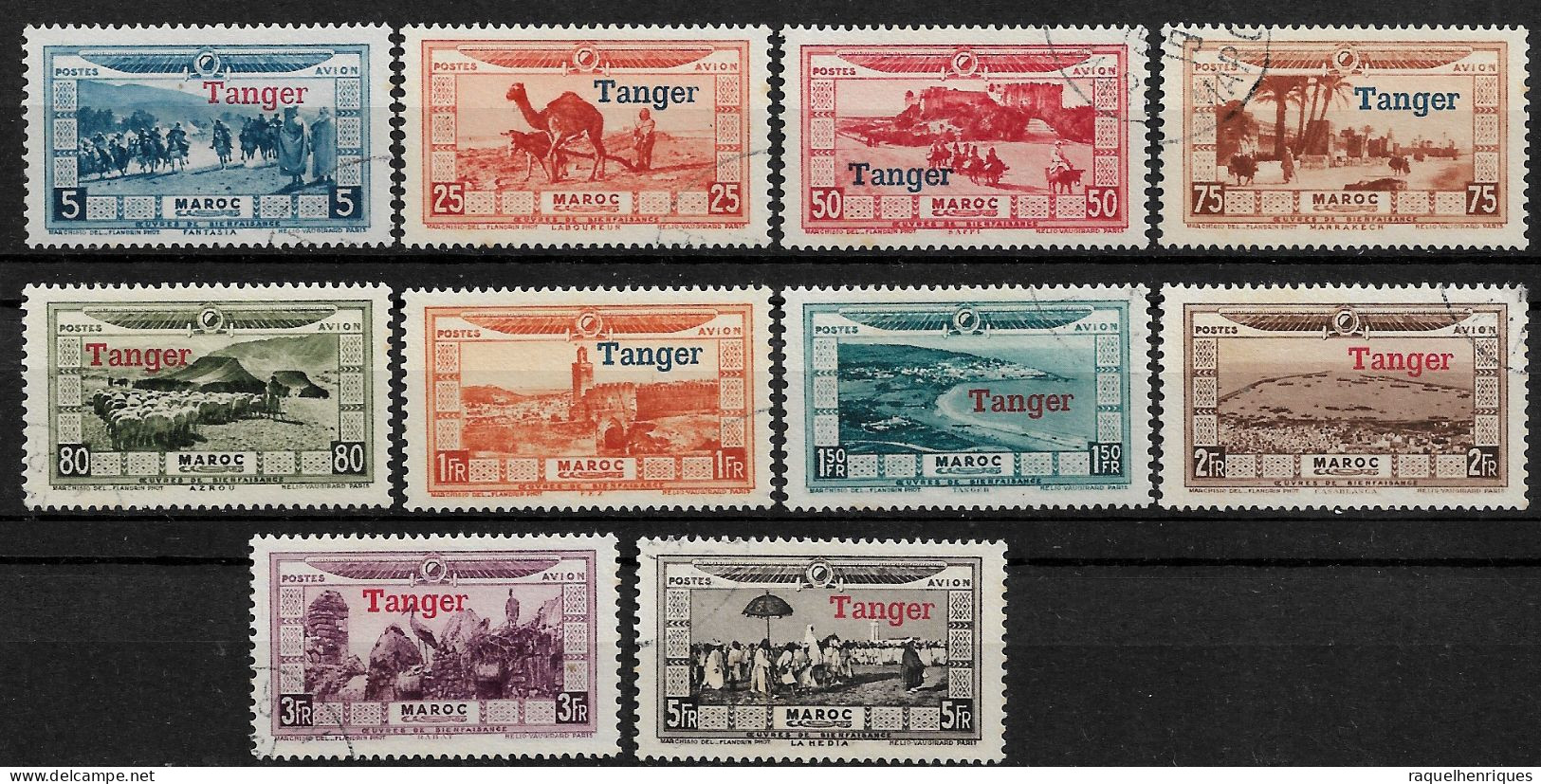 FRANCE FRENCH TANGER - 1929 Morocco Postage Stamps Overprinted "TANGER" & Surcharged (NP#94-P27-L5) - Autres & Non Classés