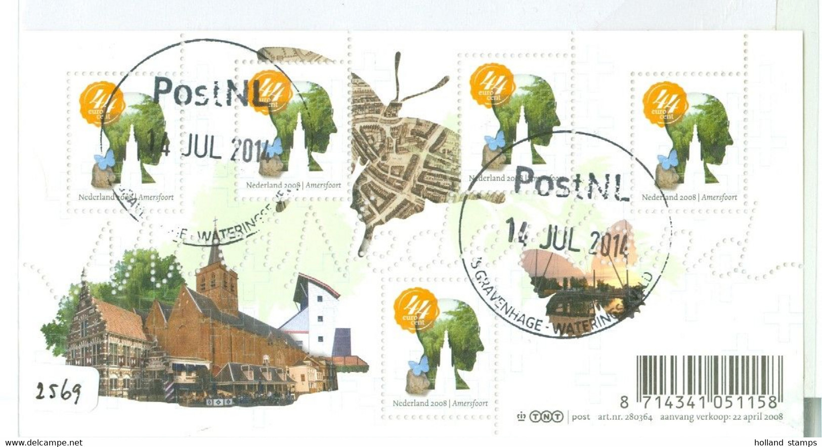 NEDERLAND * 2008 * MOOI NEDERLAND * NVPH  2569 * BLOK * BLOC * BLOCK * POSTFRIS GESTEMPELD * AMERSFOORT - Used Stamps