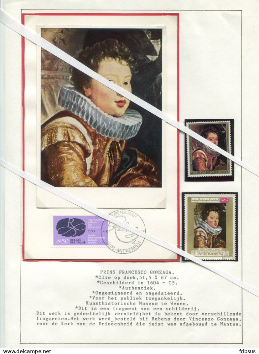 Rubens verzameling - postzegels, blokken, Fdc's , briefkaart en andere van verschillende landen op bladen met uitleg in