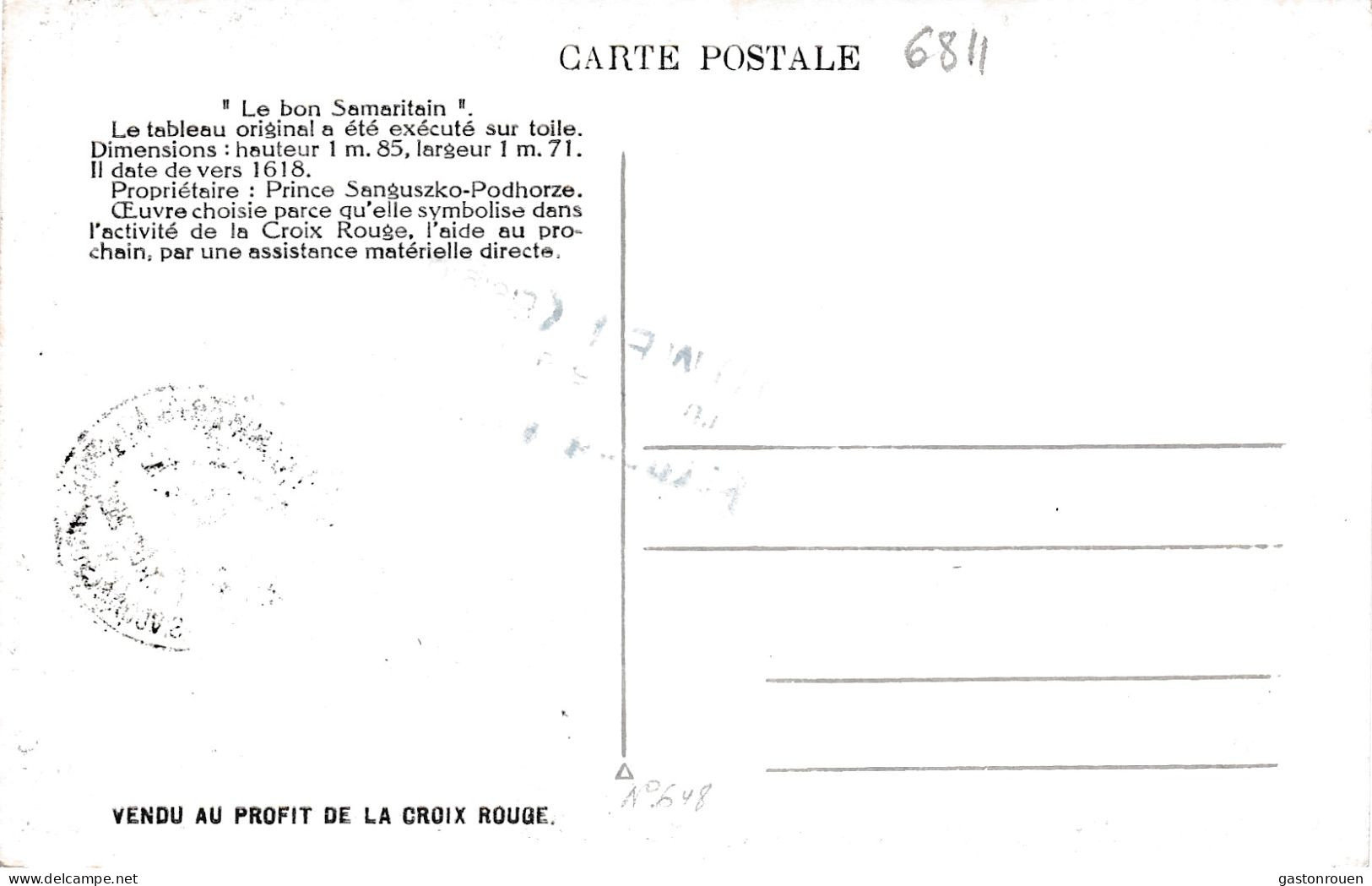 Carte Maximum Belgique 648Tableau Painting Van Dyck Croix Rouge Le Bon Samaritain 1944 - 1934-1951