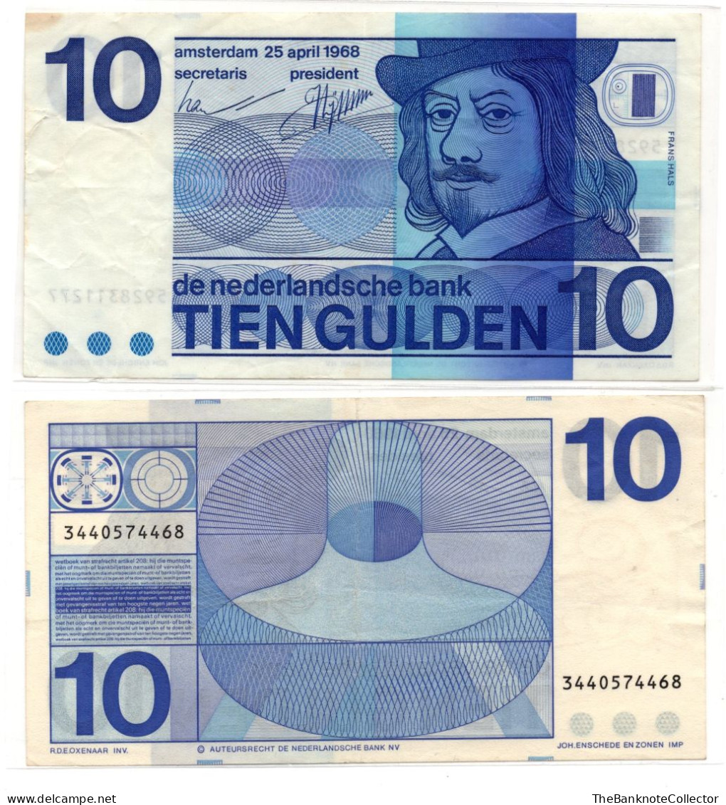 Netherlands 10 Gulden 1968 P-91 VF - 10 Florín Holandés (gulden)