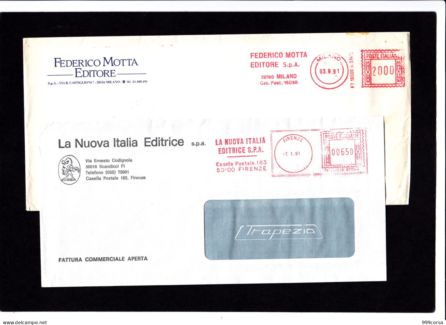 Case Editrici, Federico Motta, La Nuova Italia, Stammer,4 Buste (di Cui 1 Cm 26x12),affranc.meccanica,ema,meter (Re)8 - Macchine Per Obliterare (EMA)