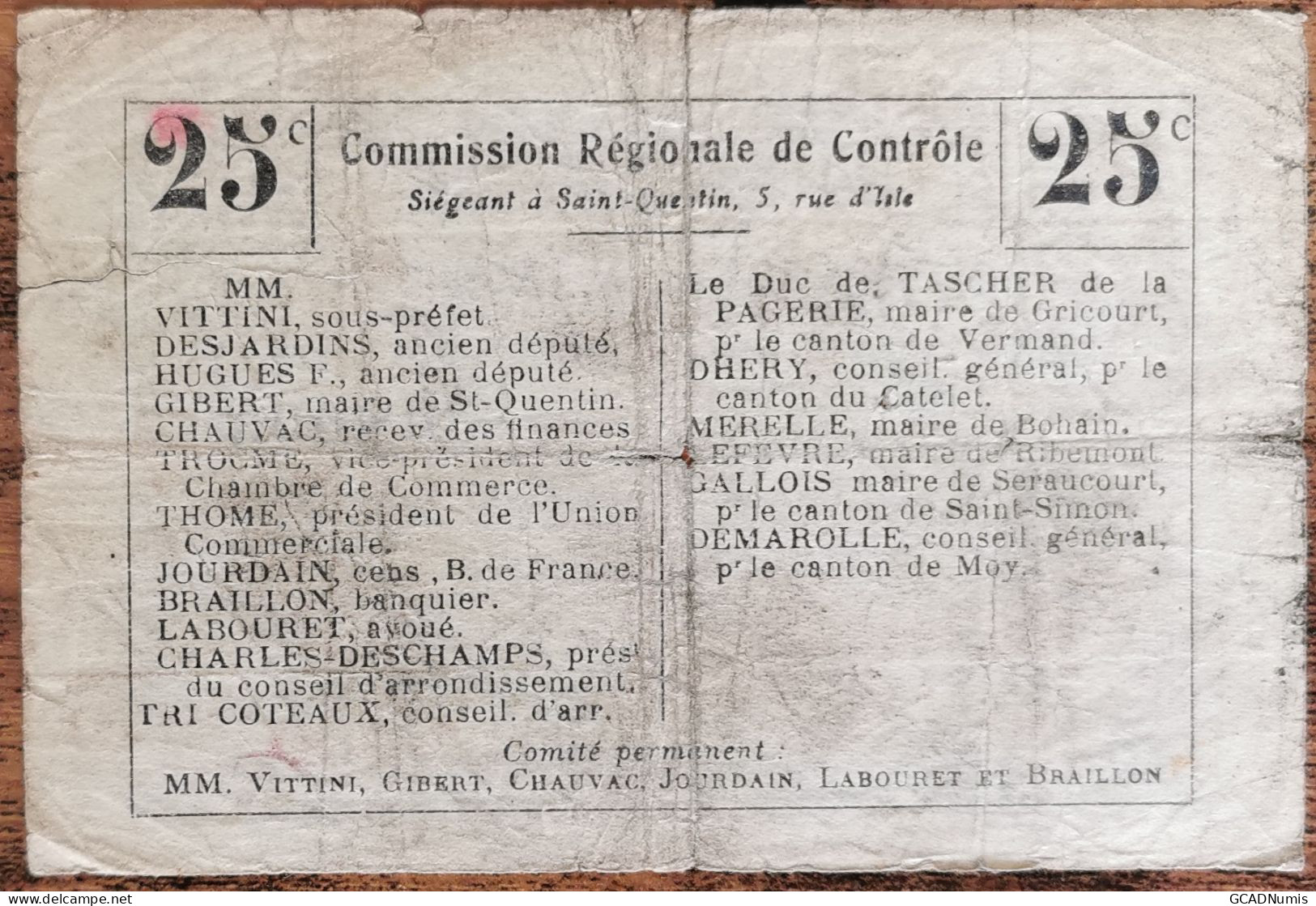 Bon Régional Unifié De 25 Centimes FONSOMME - Nécessité - N°308003 - Buoni & Necessità