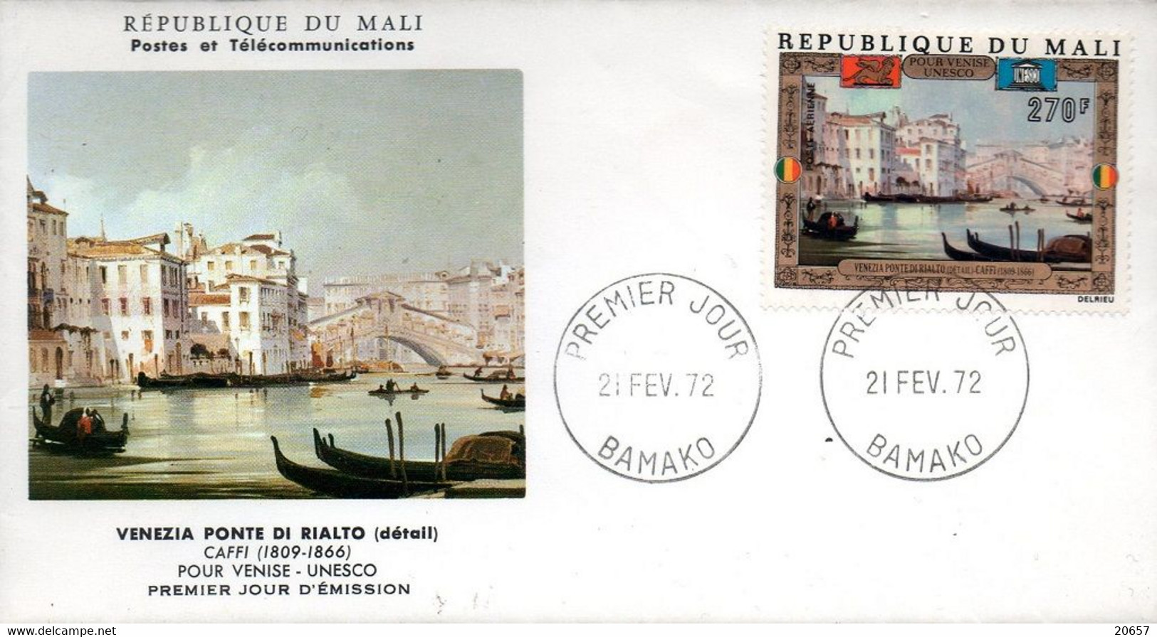 Mali A 142/44 Fdc Sauvez Venise , Pont , Place St Marc - UNESCO