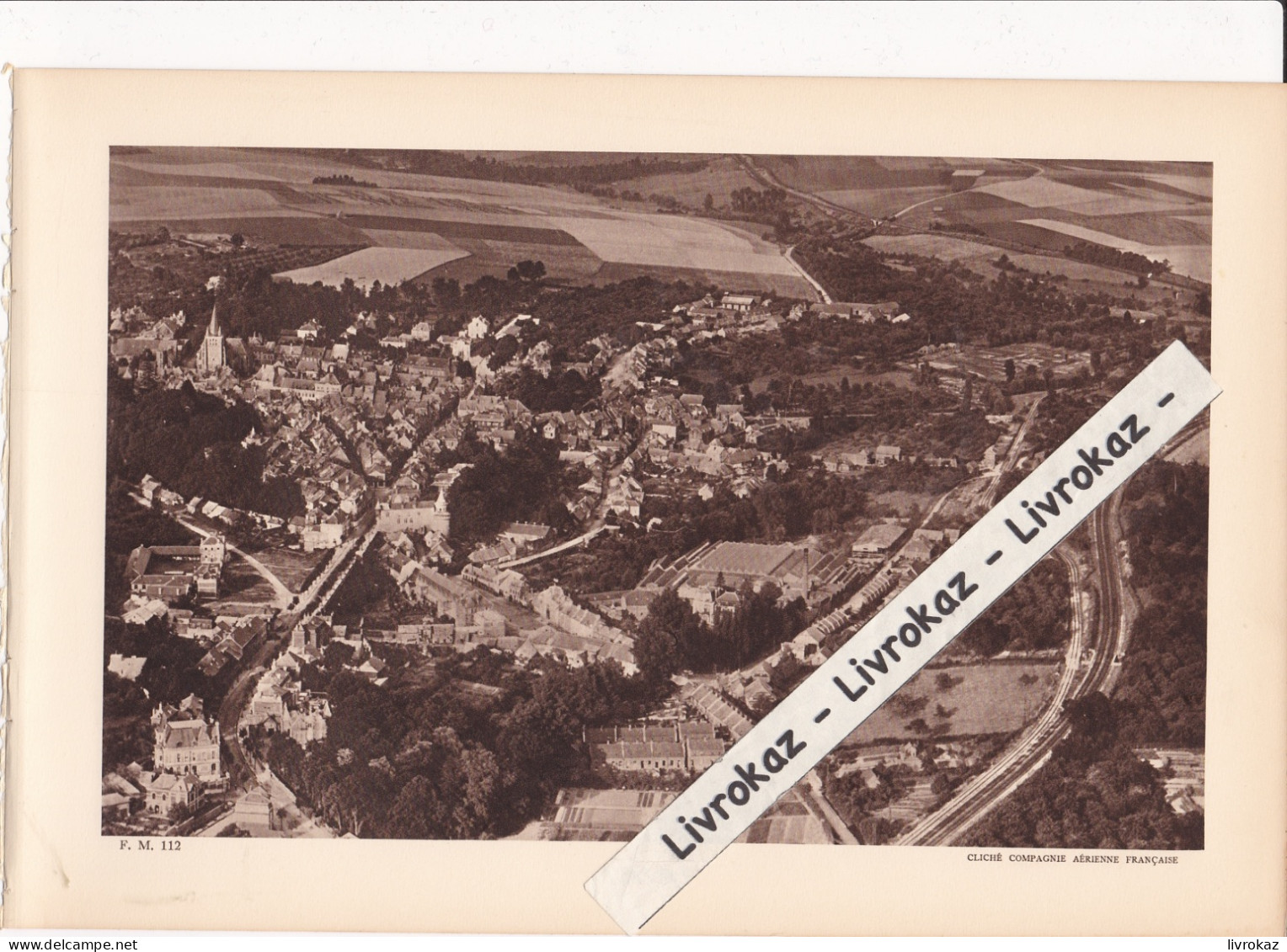 Vue Aérienne De Vervins, Aisne, Thiérache, Photo Sépia Extraite D'un Livre Paru En 1933, Usine De Tissage De Jute - Ohne Zuordnung